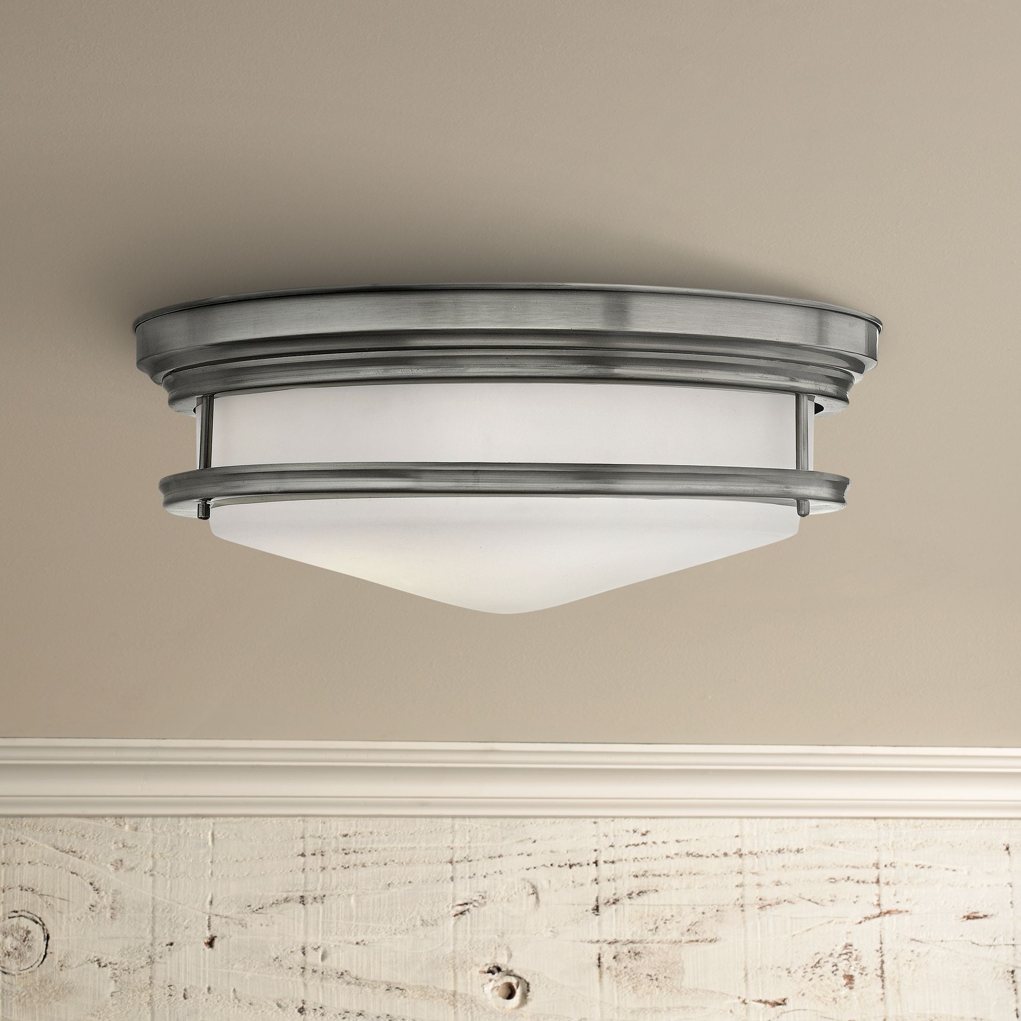 Hinkley Hadley 20" Wide Antique Nickel Opal Ceiling Light