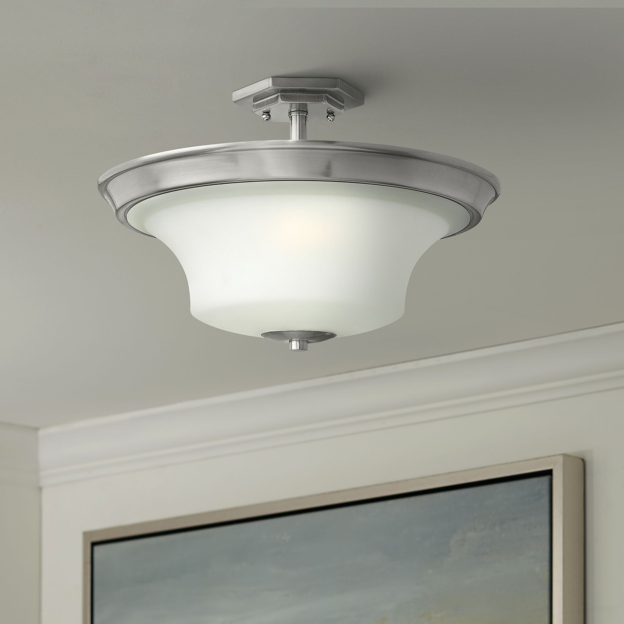 Hinkley Brantley 17" Wide Brushed Nickel Ceiling Light