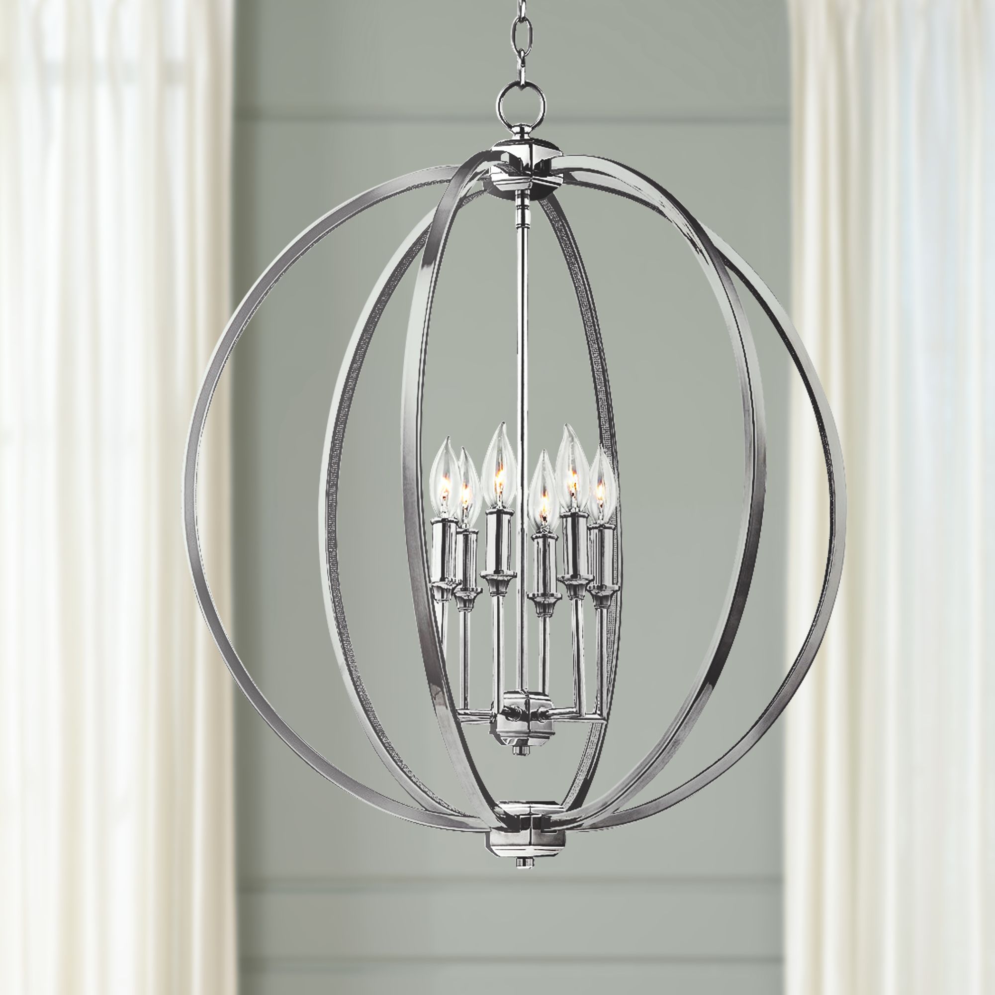 Feiss Corrine 24 1/2" Wide Polished Nickel Orb Pendant