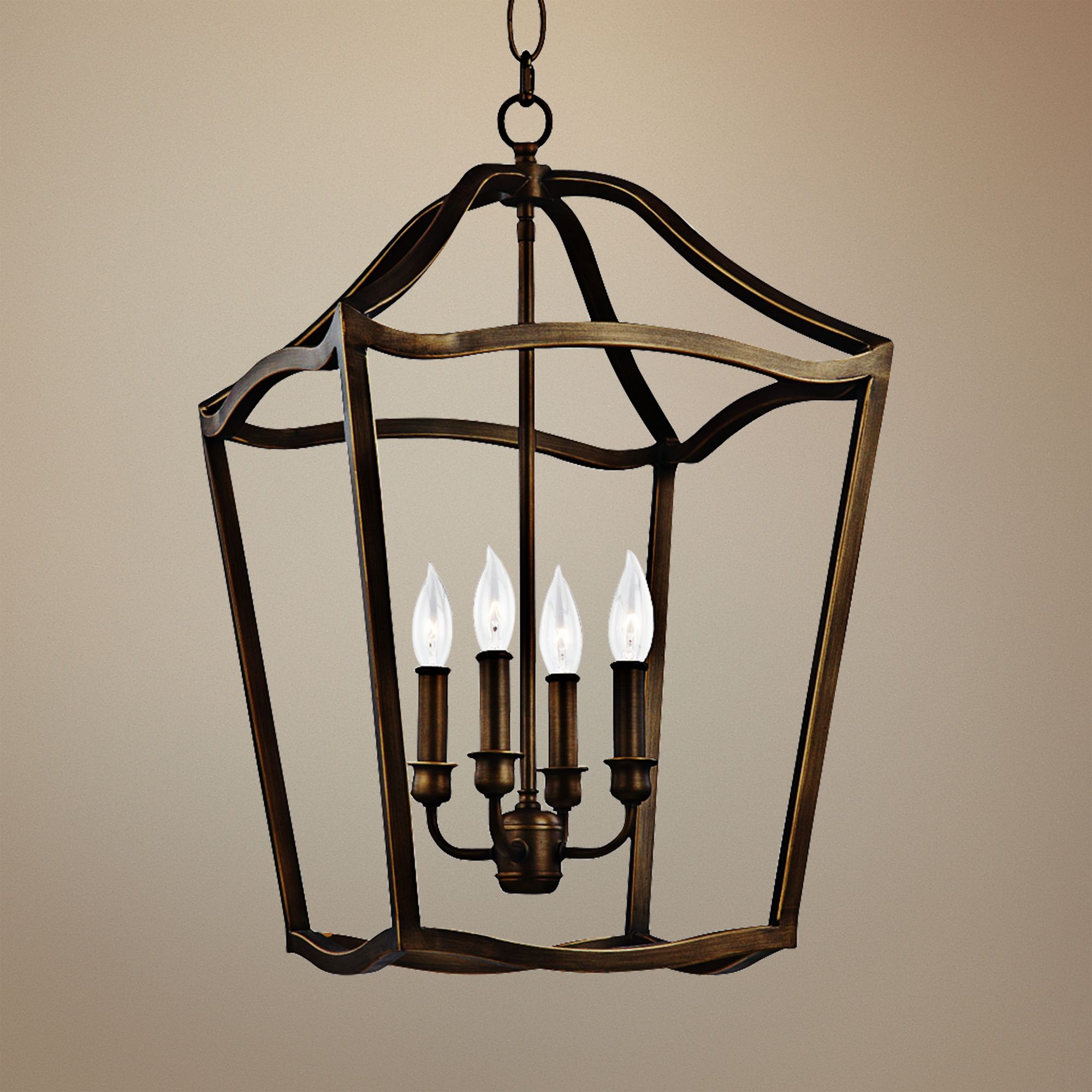 Feiss Yarmouth 14 3/4"W 5-Light Aged Brass Foyer Pendant