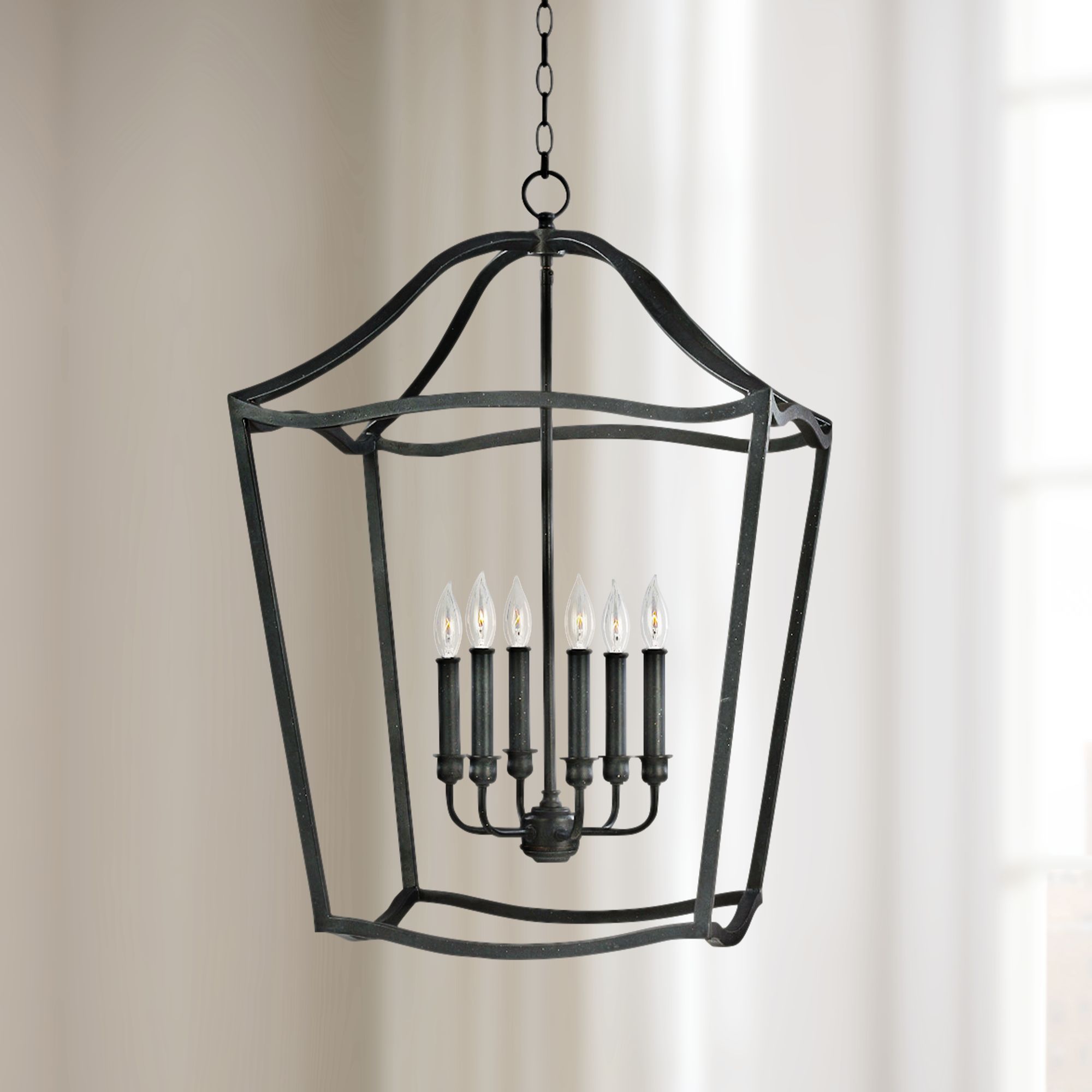 Feiss Yarmouth 20 1/4"W 6-Light Forged Iron Lantern Pendant