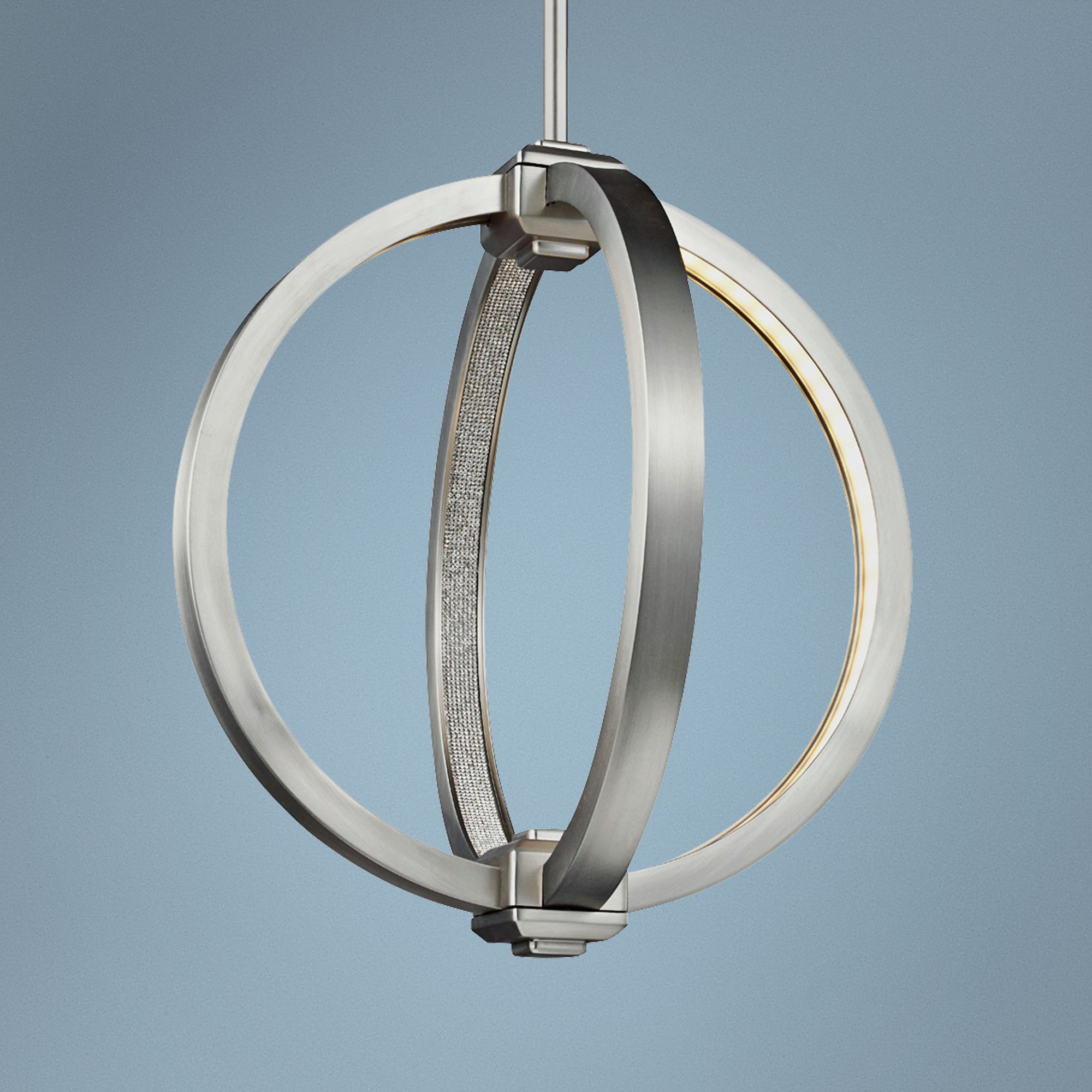 Feiss Klohe 12" Wide Satin Nickel LED Orb Mini Pendant