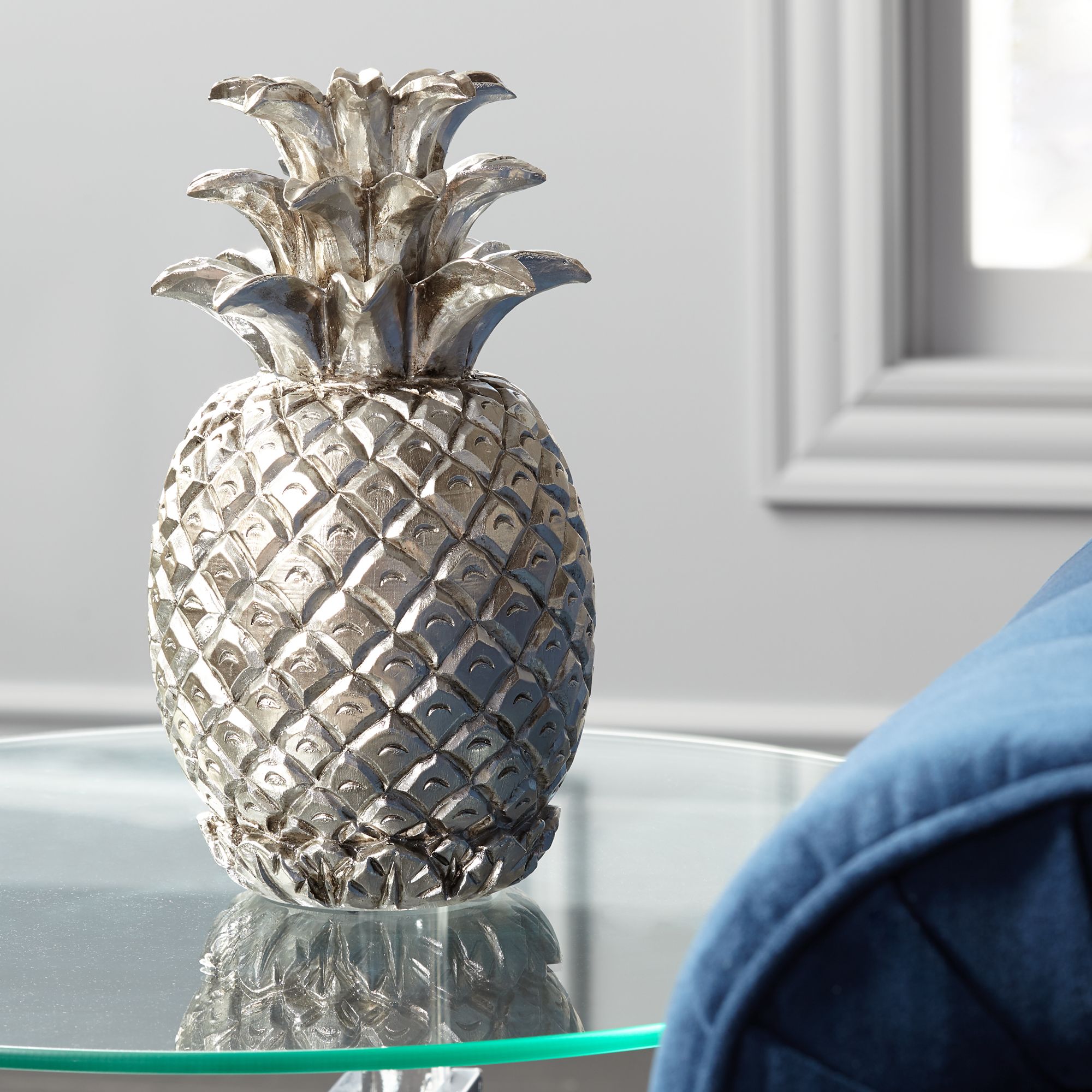 Silver Pineapple 11 3/4" High Figurine