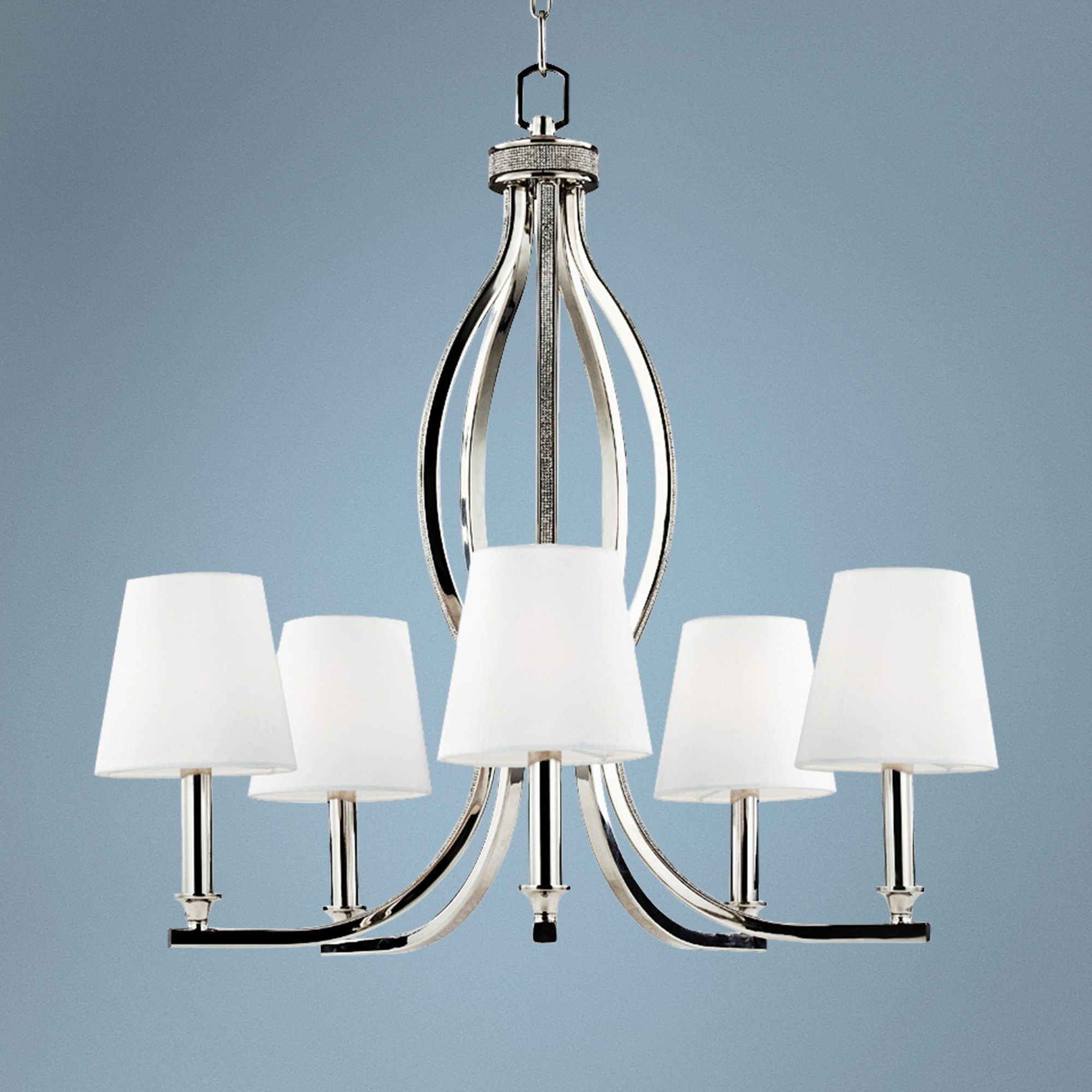 Feiss Pave 25 1/4"W Polished Nickel 5-Light Chandelier