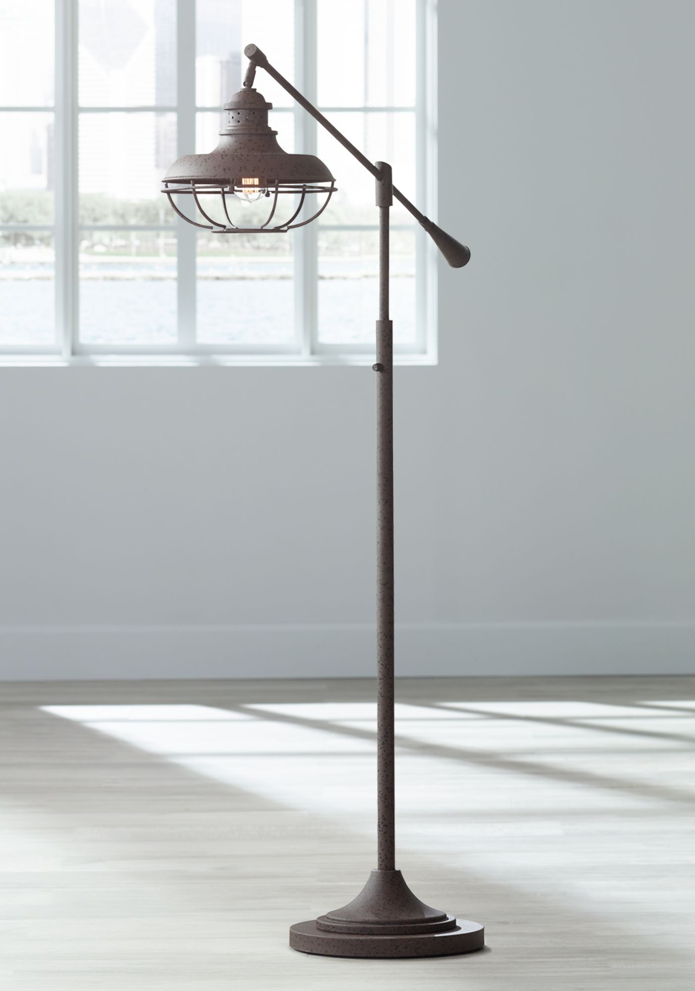 Franklin Park II Industrial Boom Rust Floor Lamp