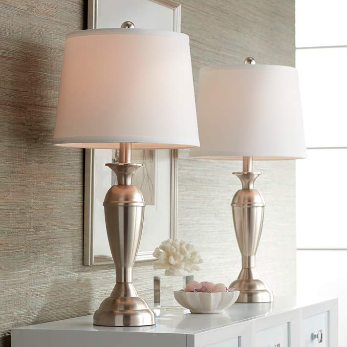 Blair Brushed Nickel Metal Table Lamp, End Tables With Lamps