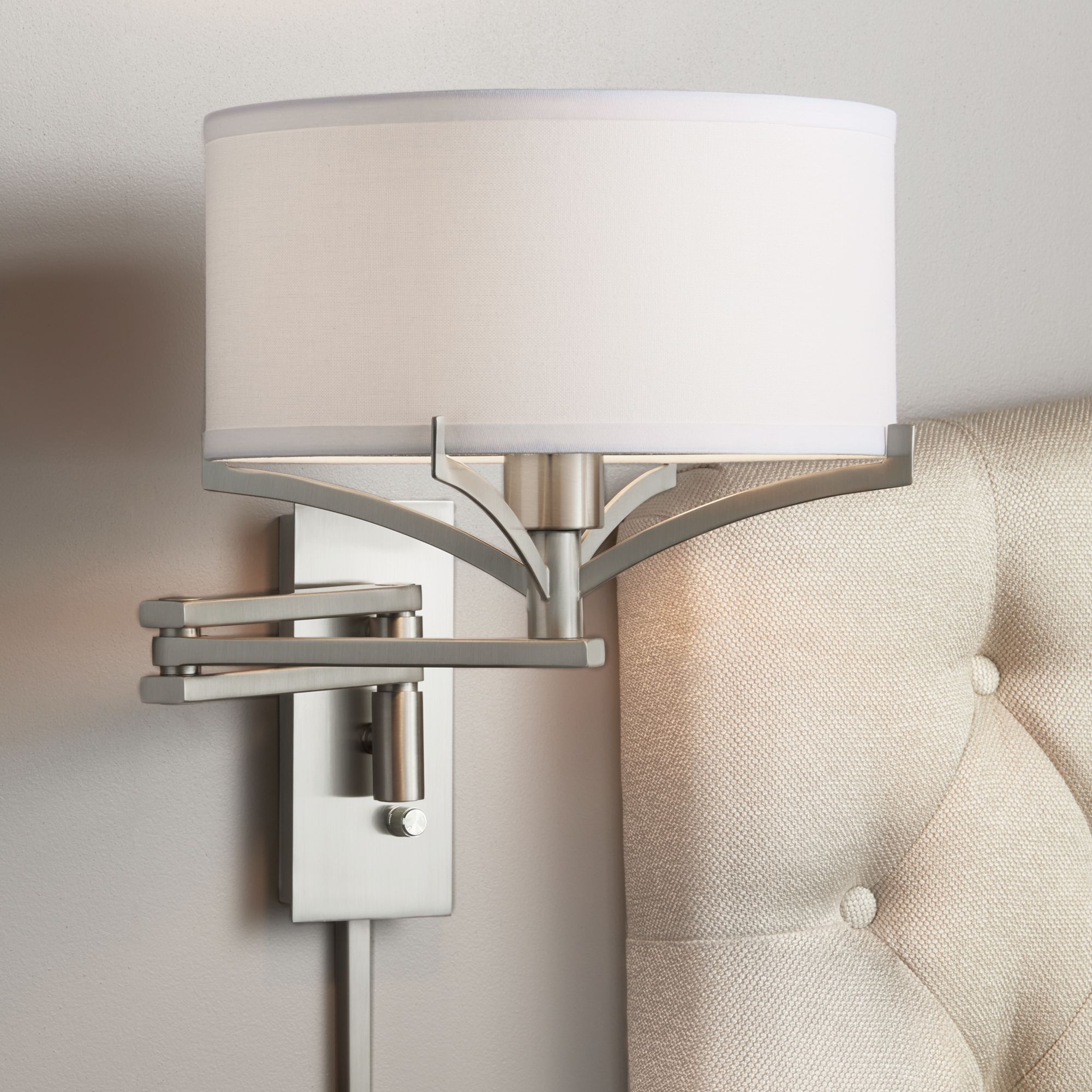 Tremont Brushed Nickel Metal Swing Arm Wall Lamp