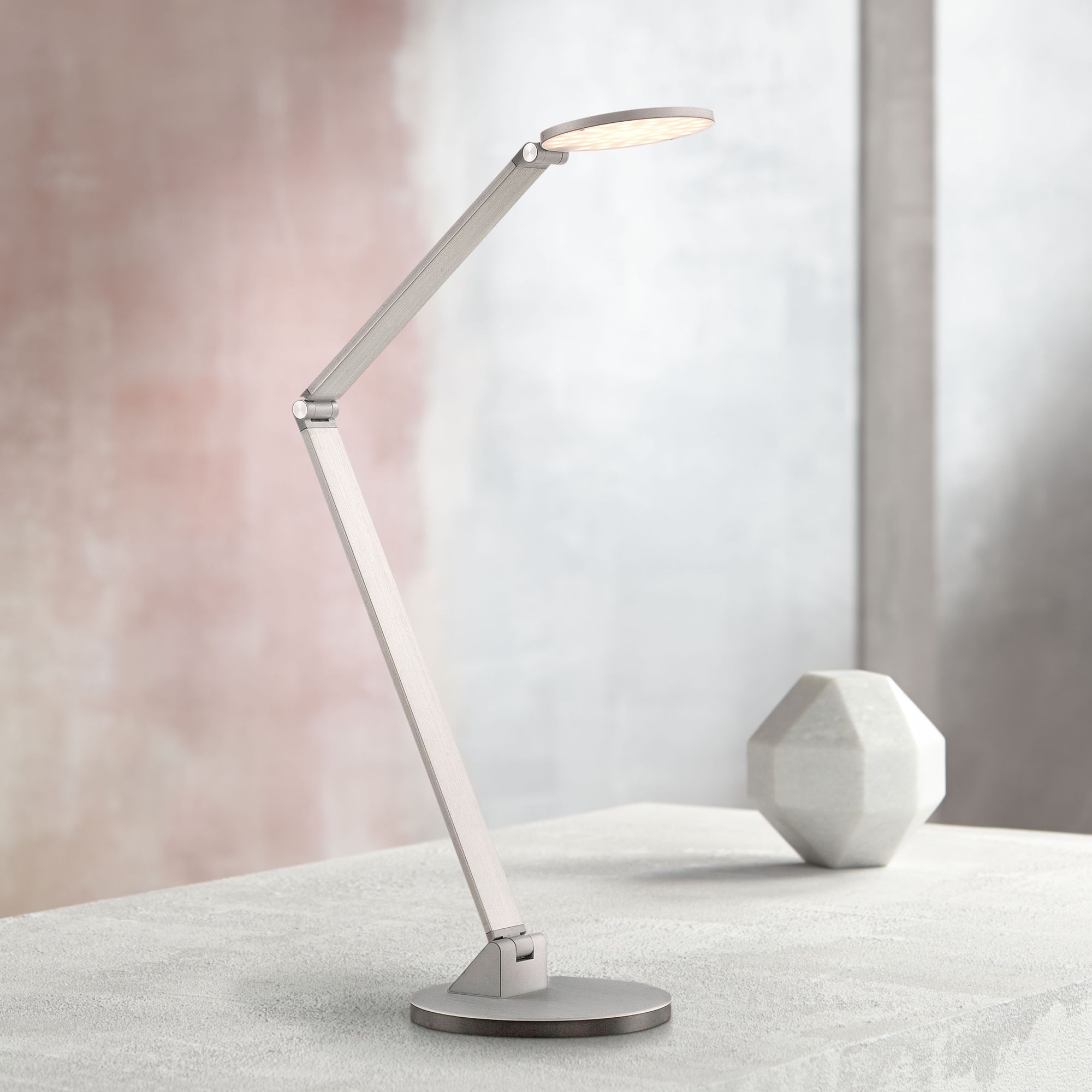 George Kovacs Caswell Chiseled Nickel LED Desk Lamp
