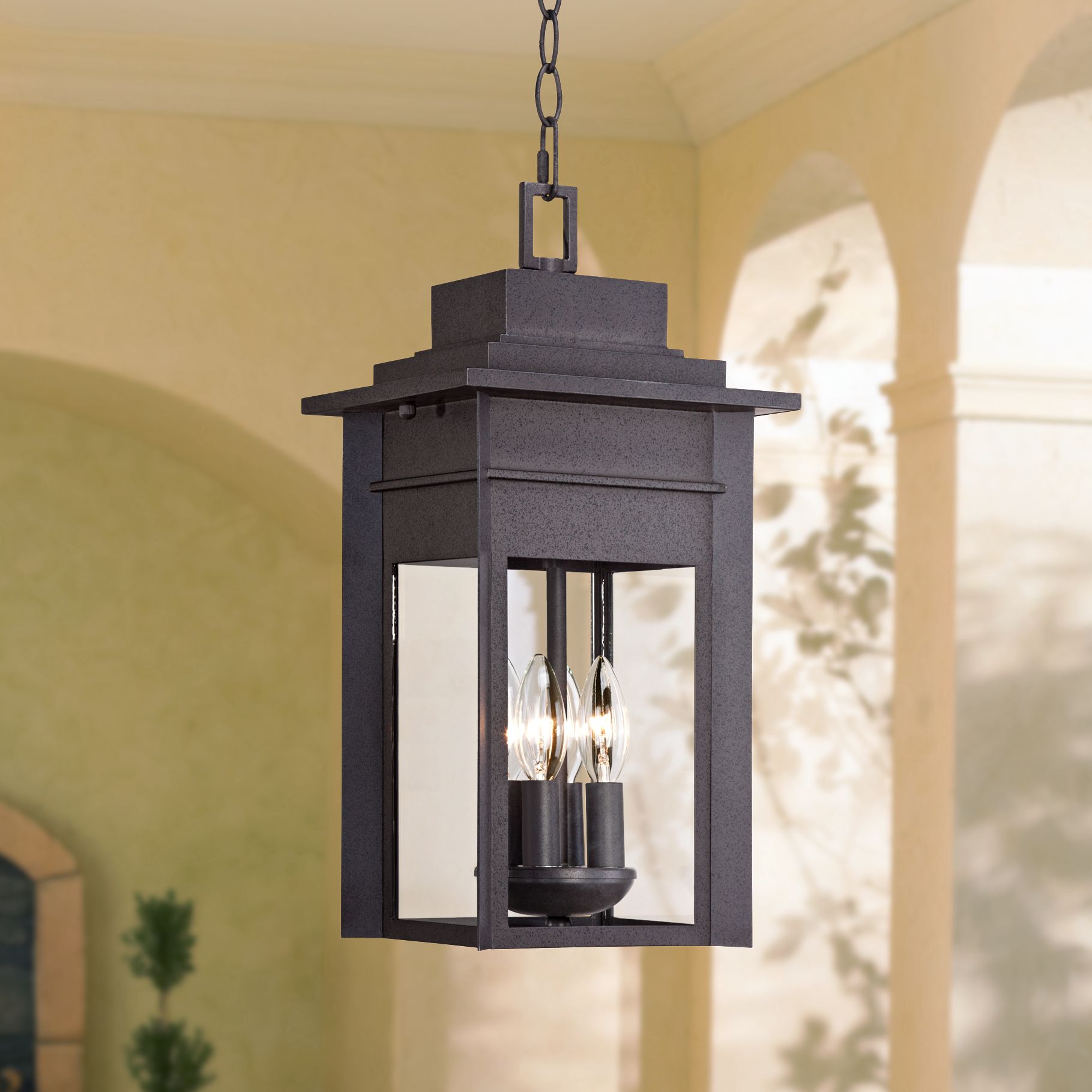 Bransford 17 1/2"H Black-Speckled Gray Outdoor Hanging Light