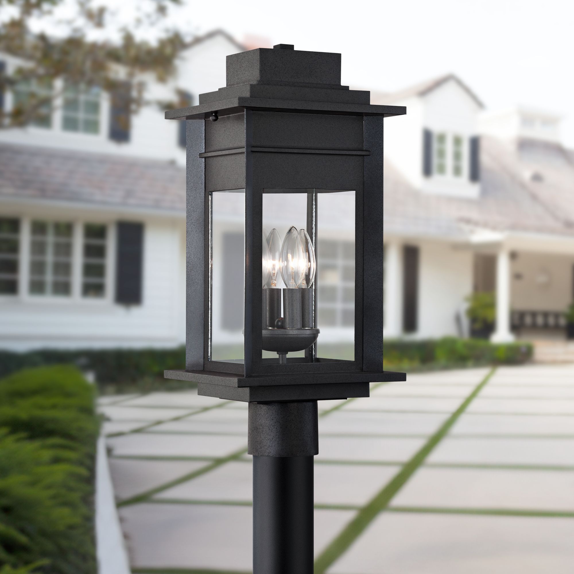 Bransford 19 1/2"H Black-Specked Gray Outdoor Post Light