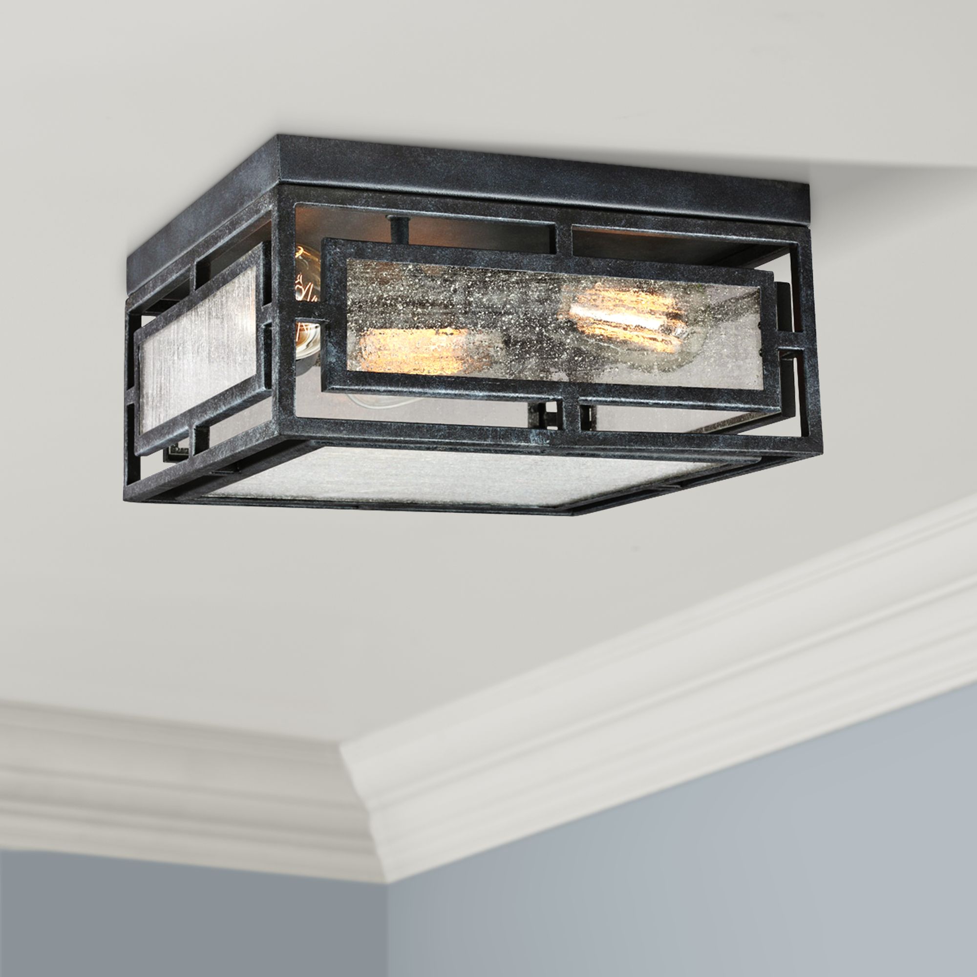 Prairielands 12" Wide Dark Weathered Zinc Ceiling Light