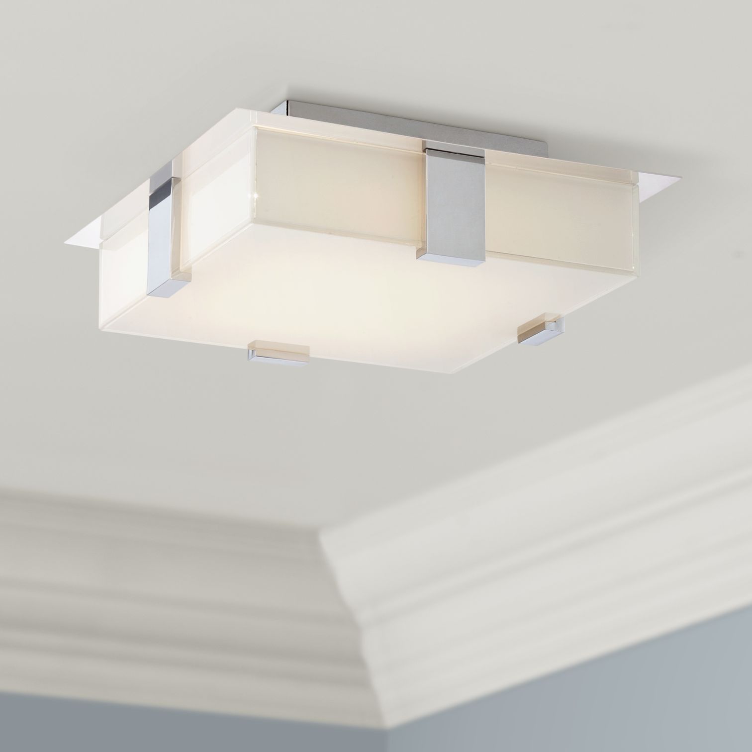 Possini Euro Reda 12" Square Chrome LED Ceiling Light