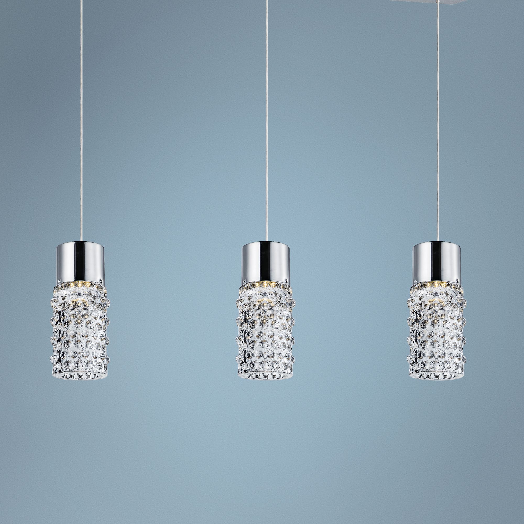 ET2 Polka 21 1/2"W Clear Glass 3-Light LED Chrome Pendant