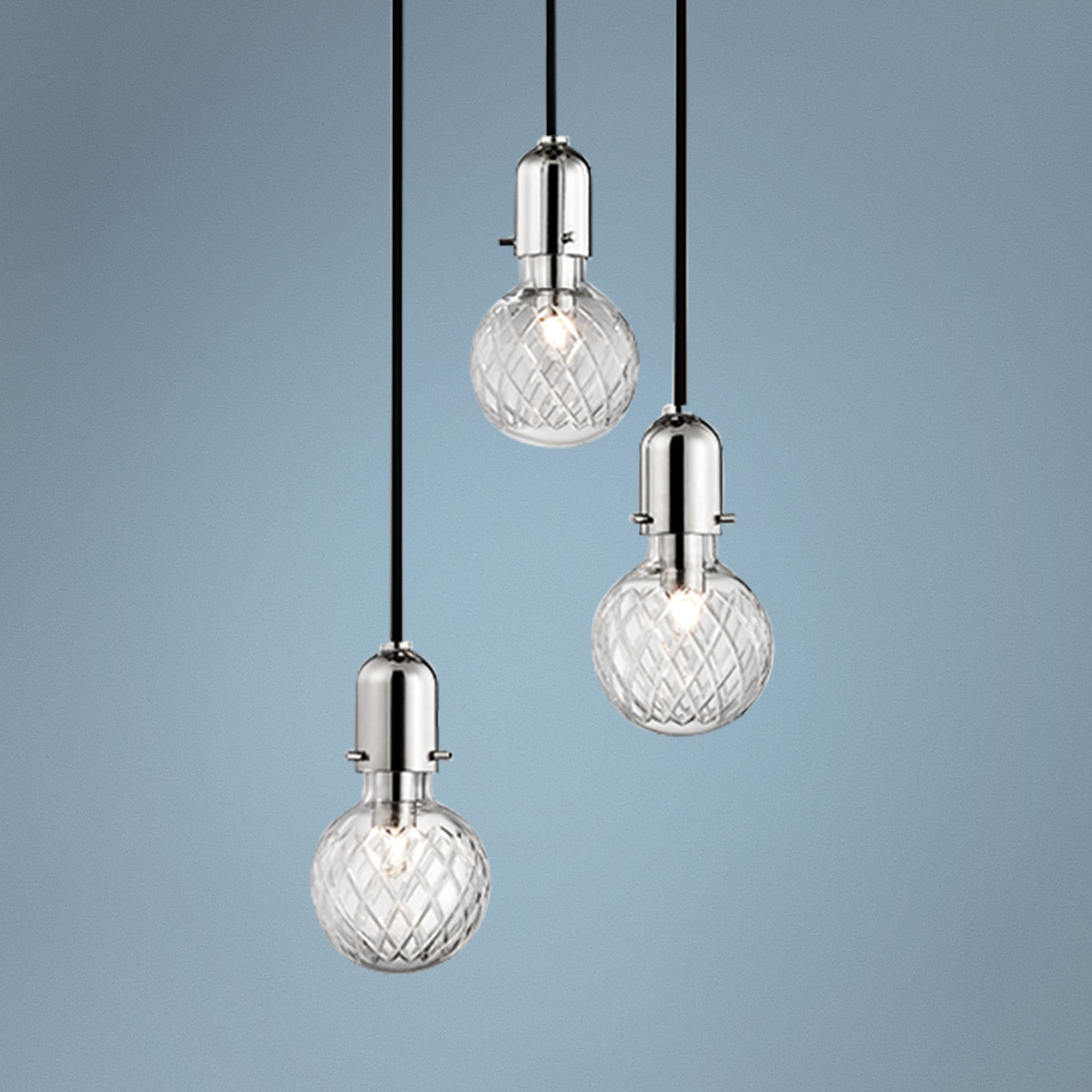 Hudson Valley Marlow 10"W Nickel 3-Light Glass Pendant