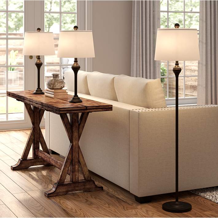 Mason Bronze Floor And Table Lamp Set, Lamps Plus