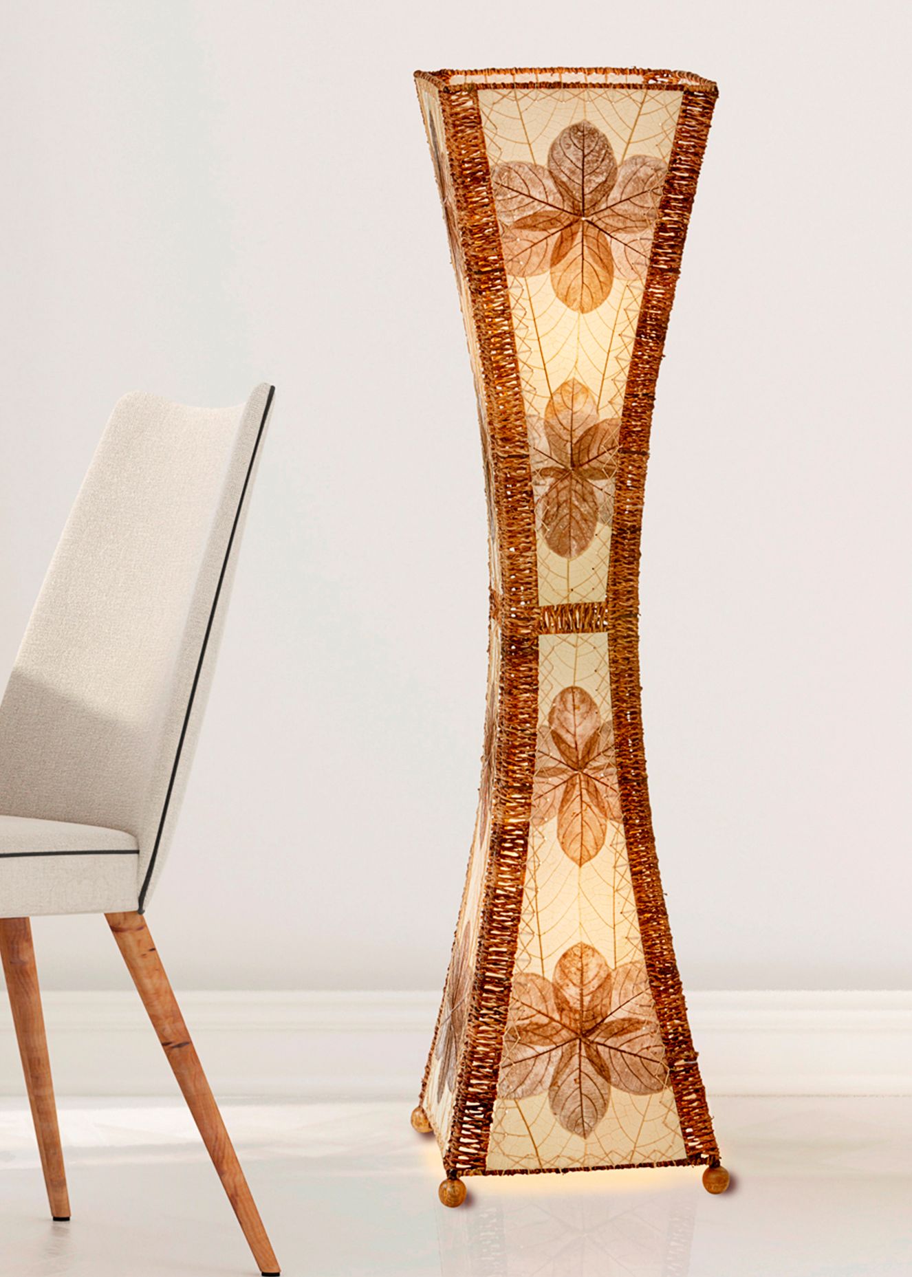 Eangee Hour Glass Natural Large Tower Floor Lamp