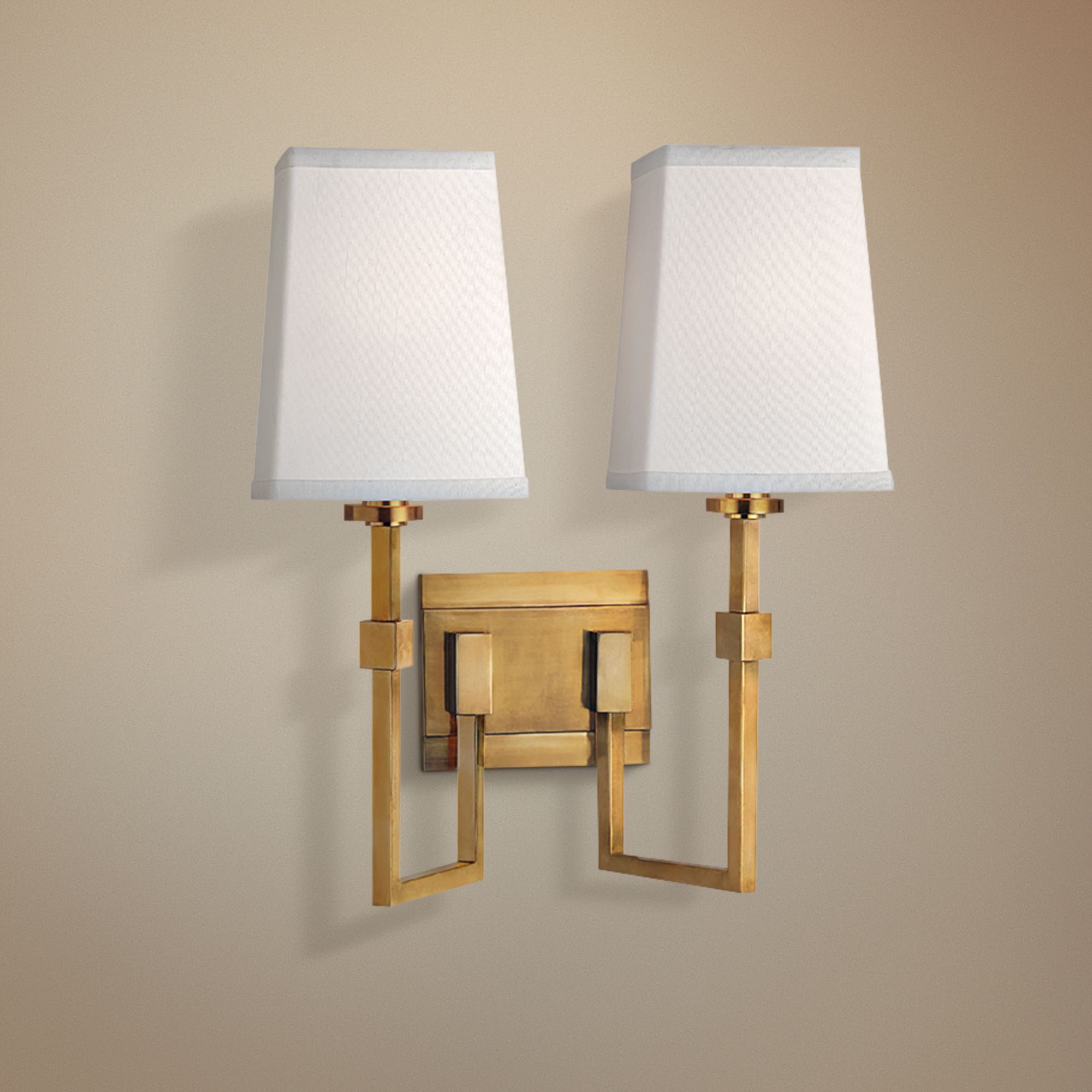 Fletcher 15 1/4"H 2-Light Aged Brass Wall Sconce