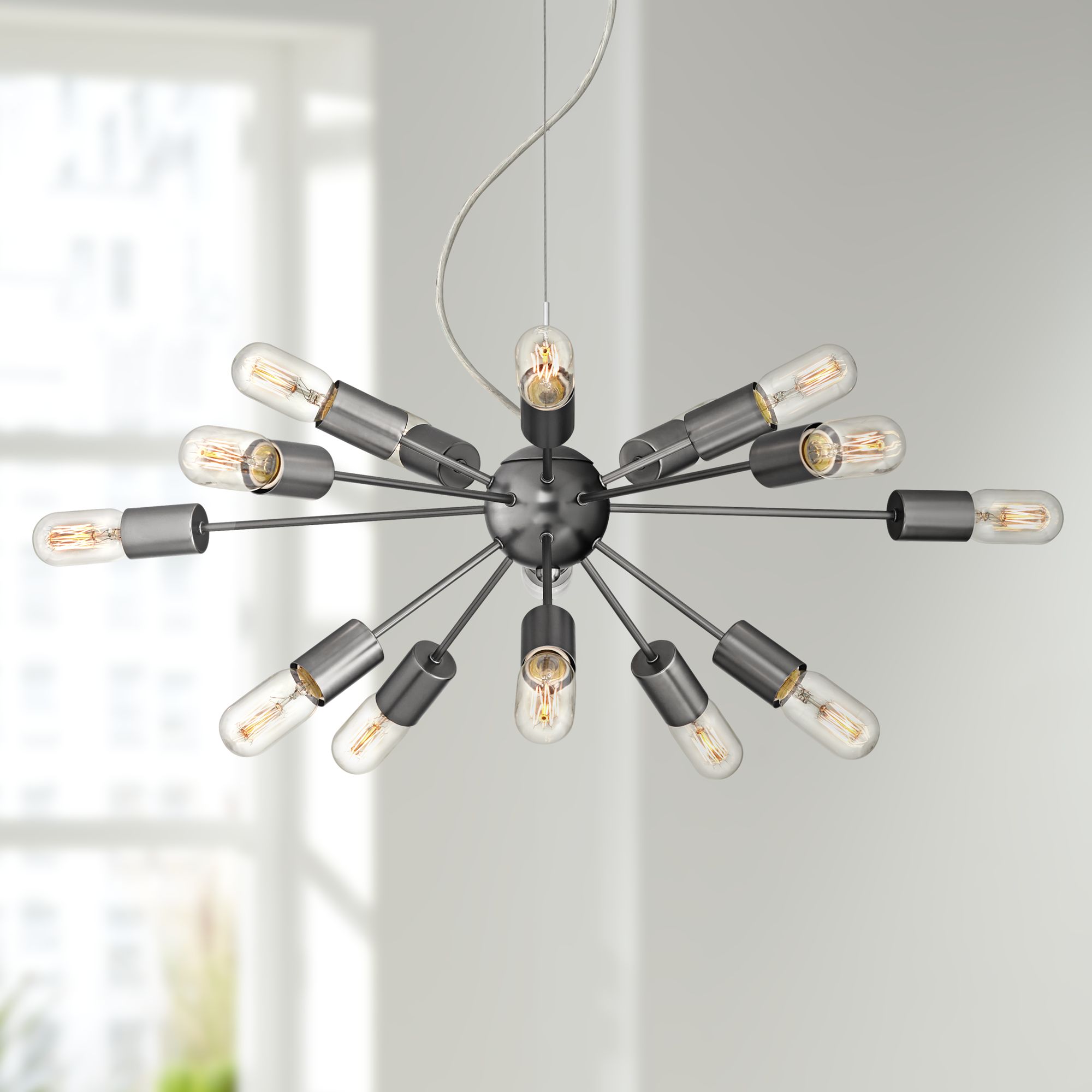 Possini Euro Hemingson 28" Wide Gun Metal 15-Light Pendant