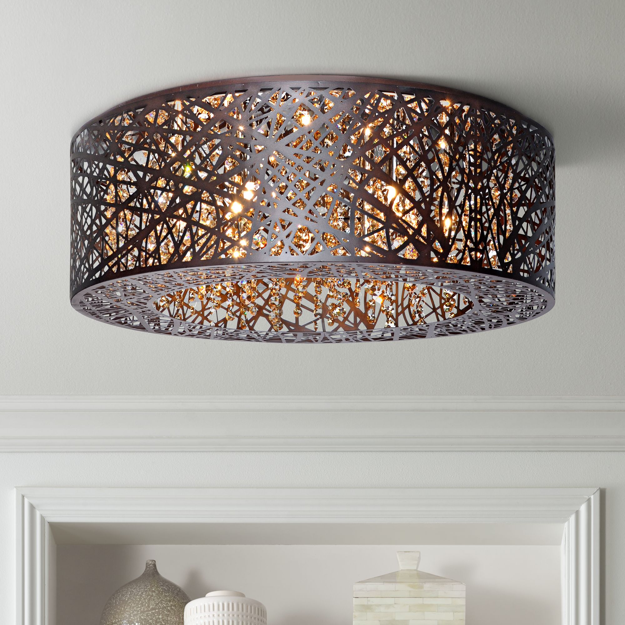 ET2 Inca 23 1/2" Wide Bronze LED Ceiling Light