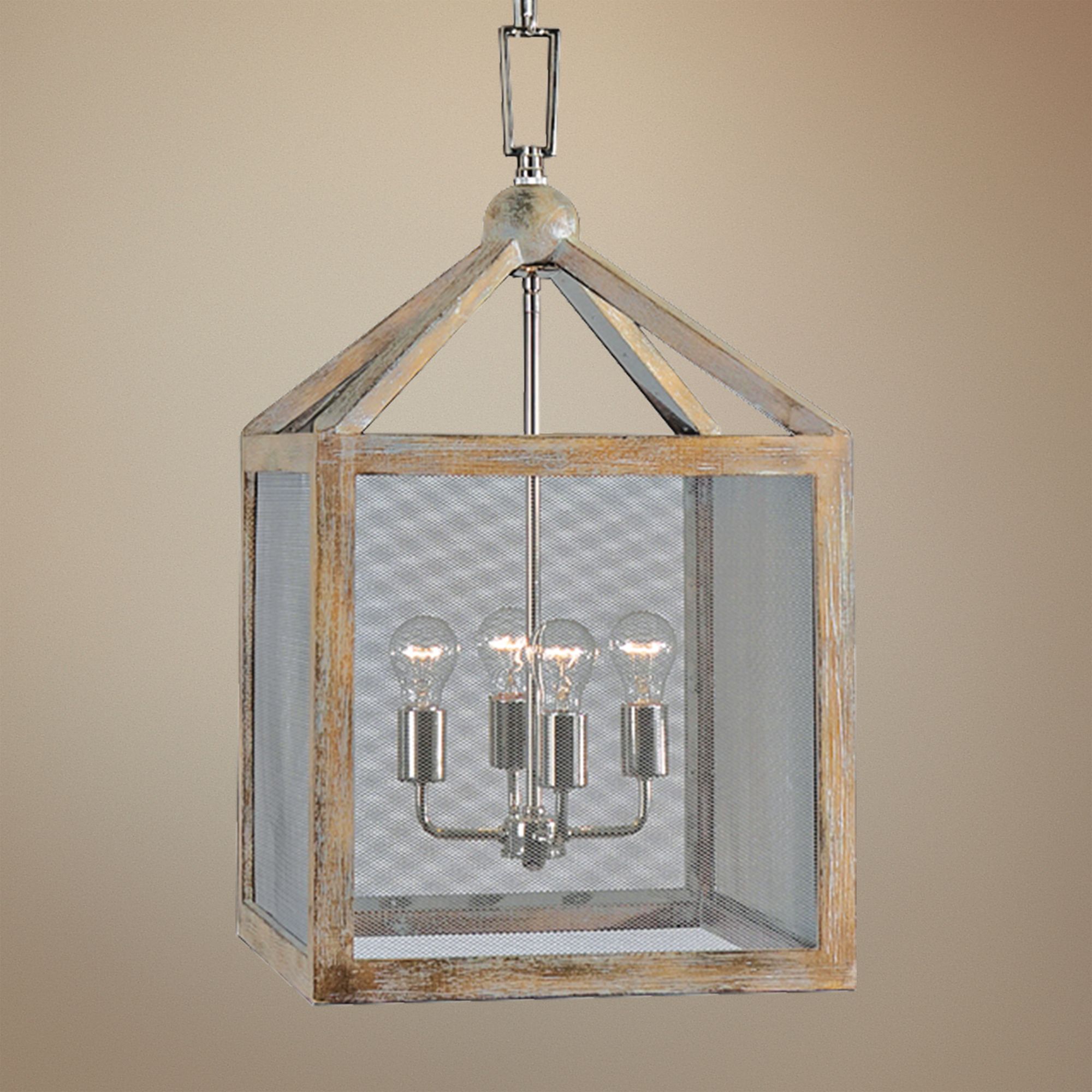 Uttermost Nashua 16" Wide Wooden 4-Light Pendant