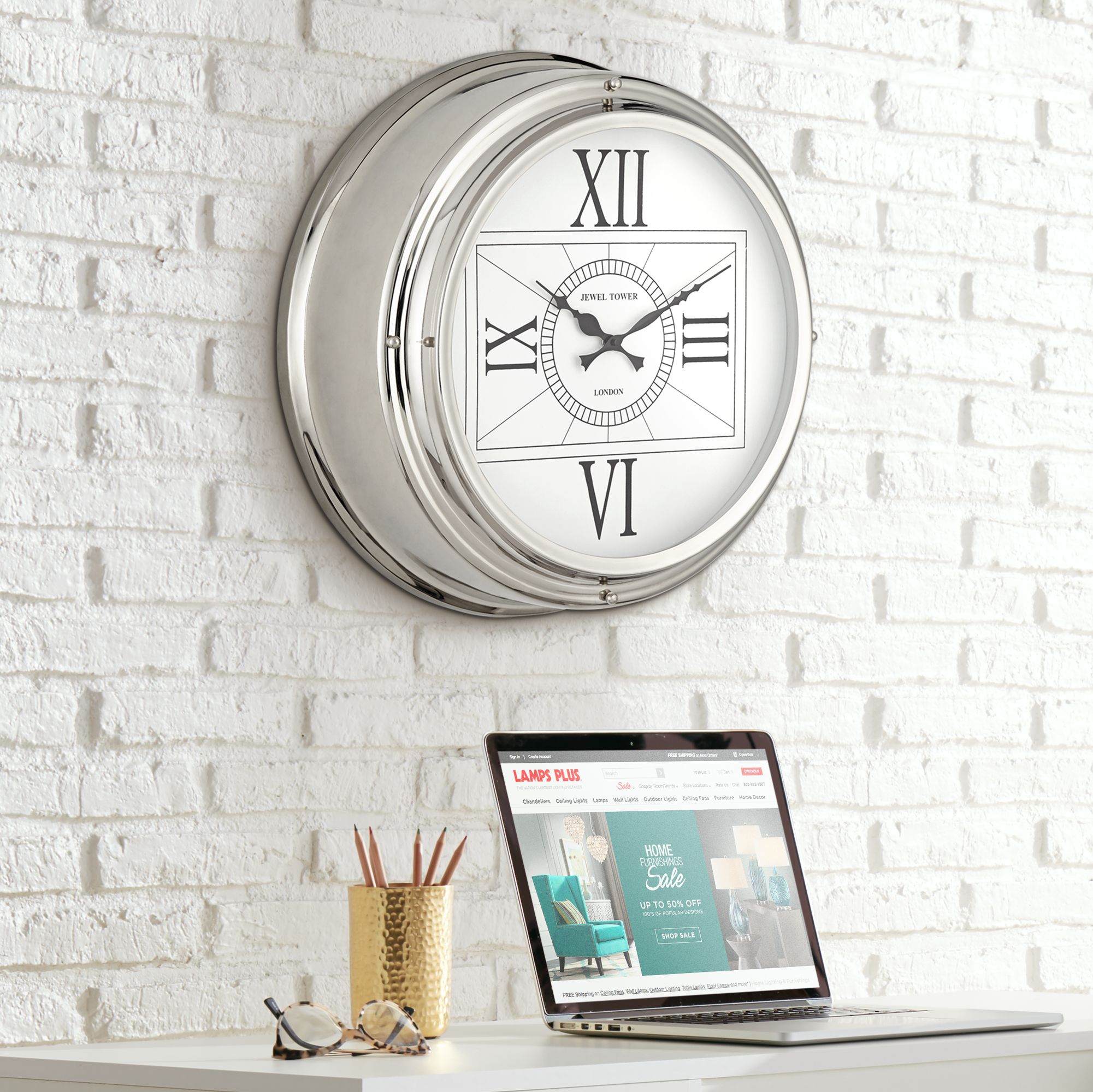 Carnaby 18" Round Stainless Steel Wall Clock