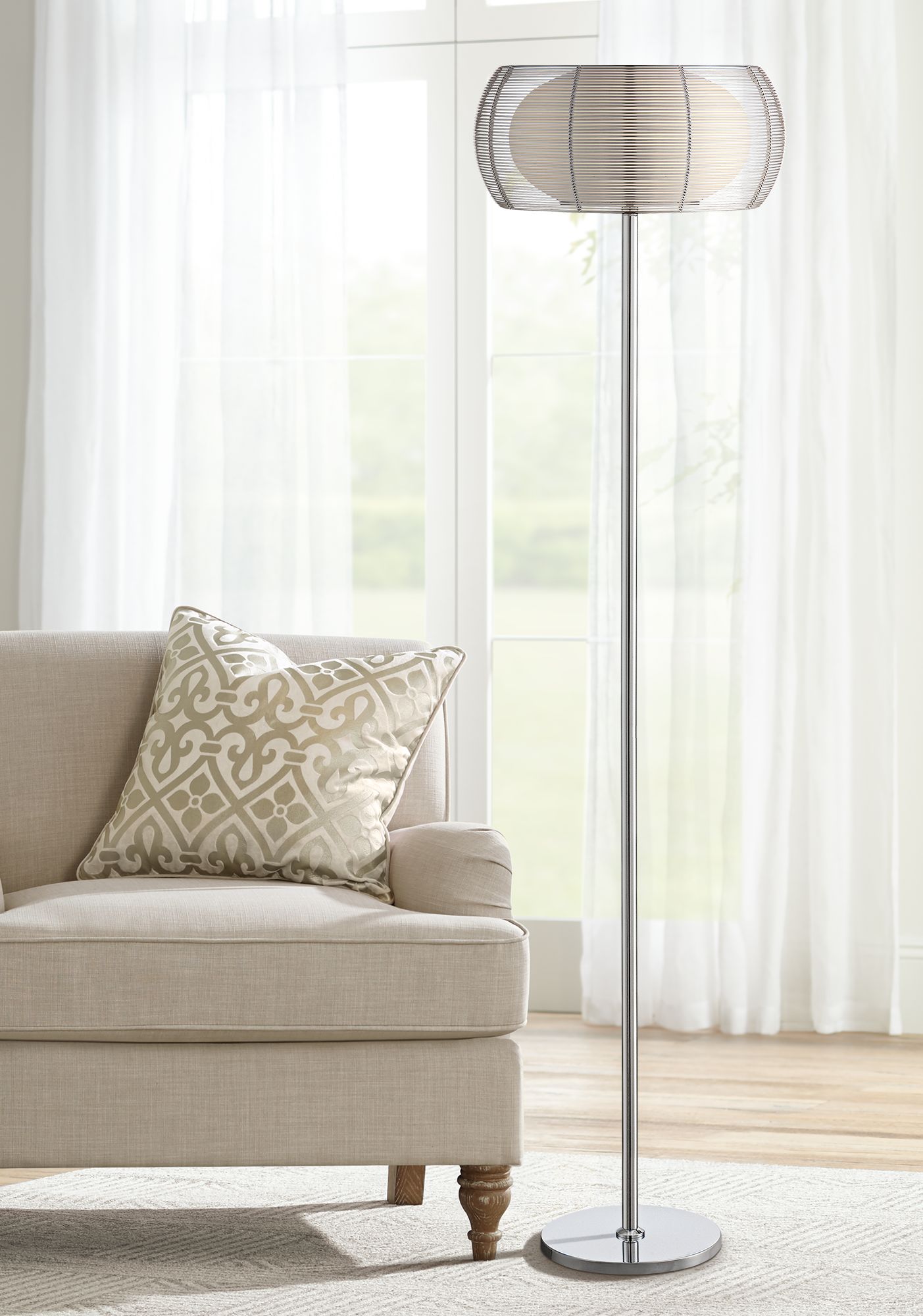 Lite Source Lanelle 62 1/4" High Chrome Metal Floor Lamp