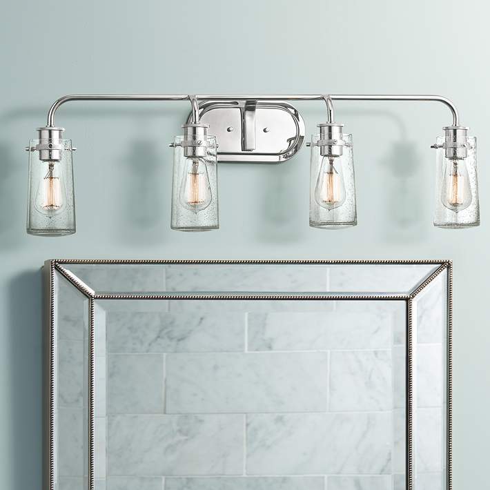 Kichler Braelyn 3 Light 24" Wide Bathroom Vanity Light Seedy Glass Shades 