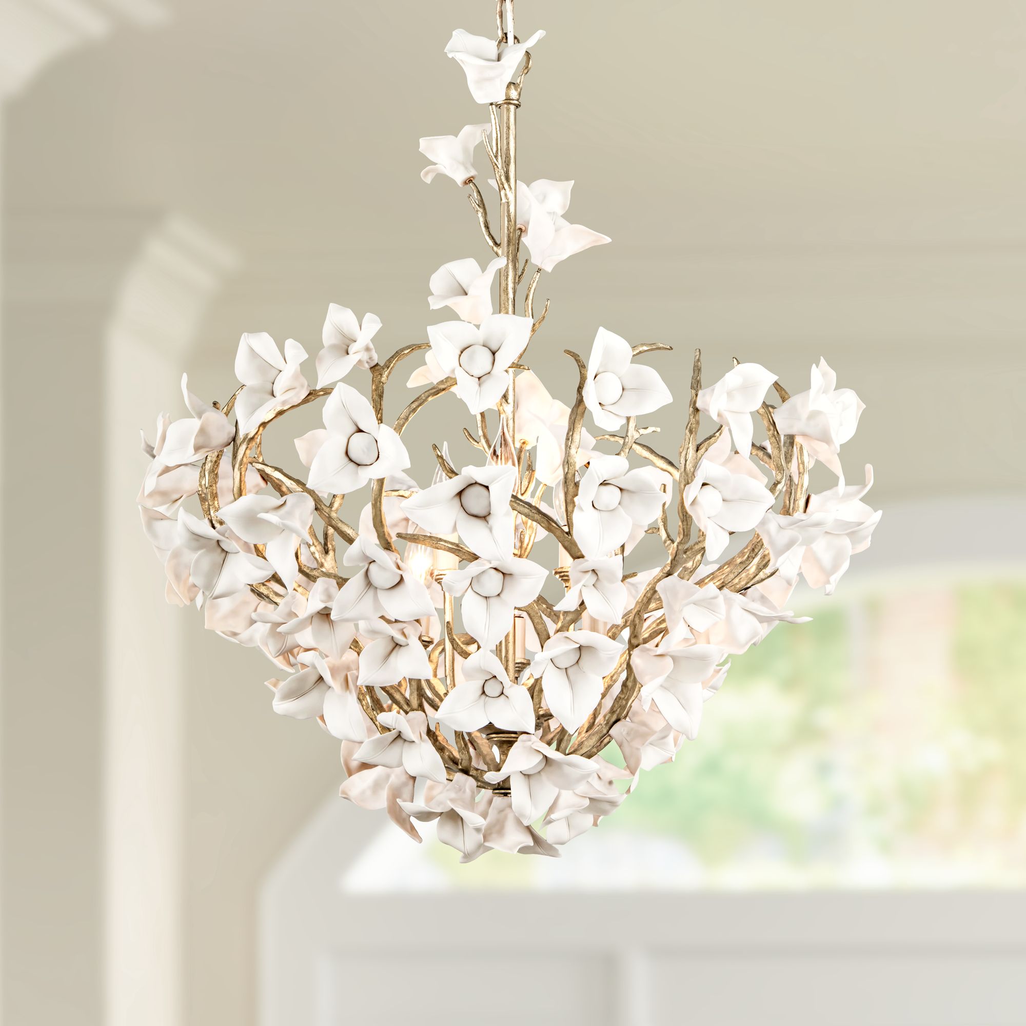 Corbett Lily 26 1/4" Wide Silver Leaf Pendant Light