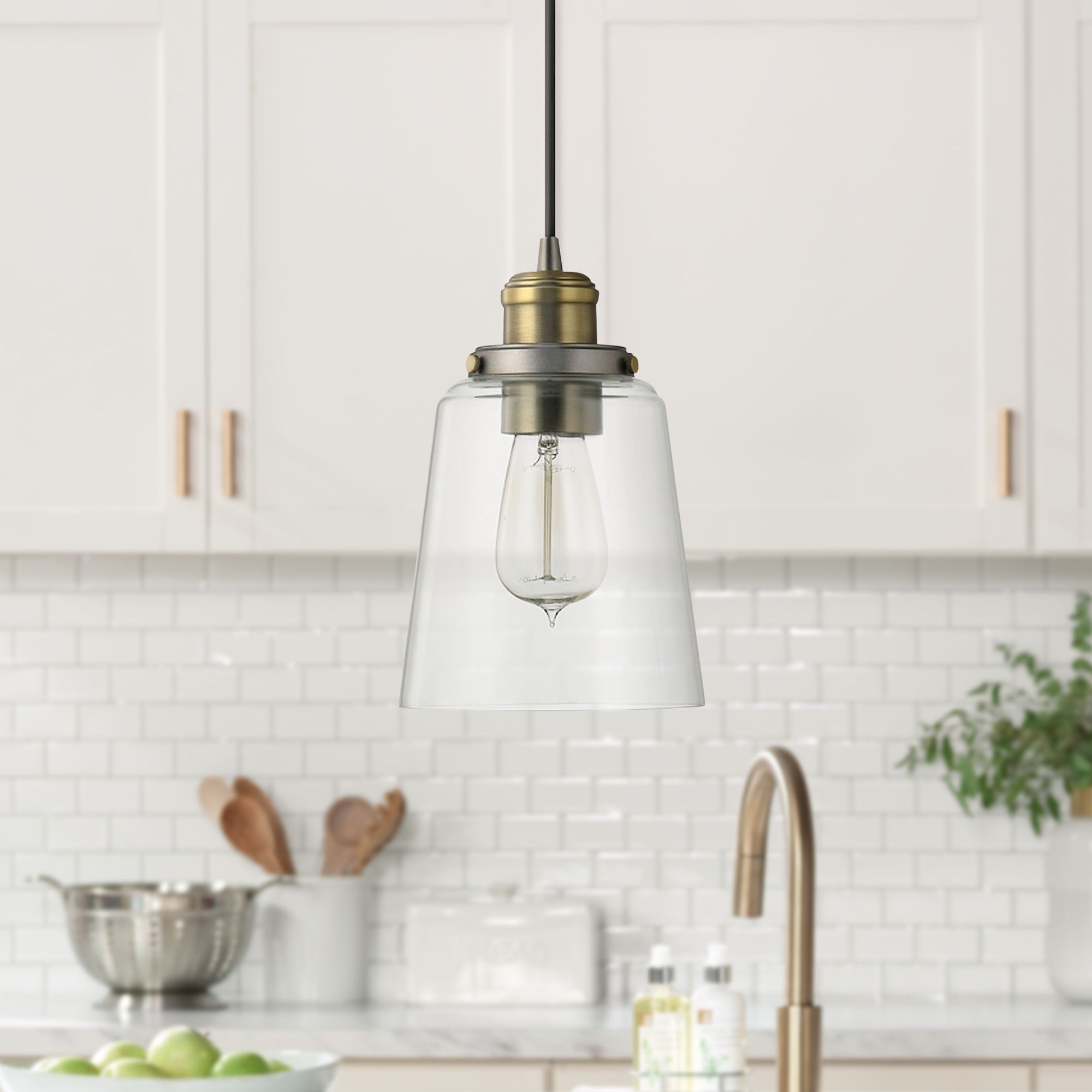 Capital 6" Wide Graphite and Aged Brass Mini Pendant Light