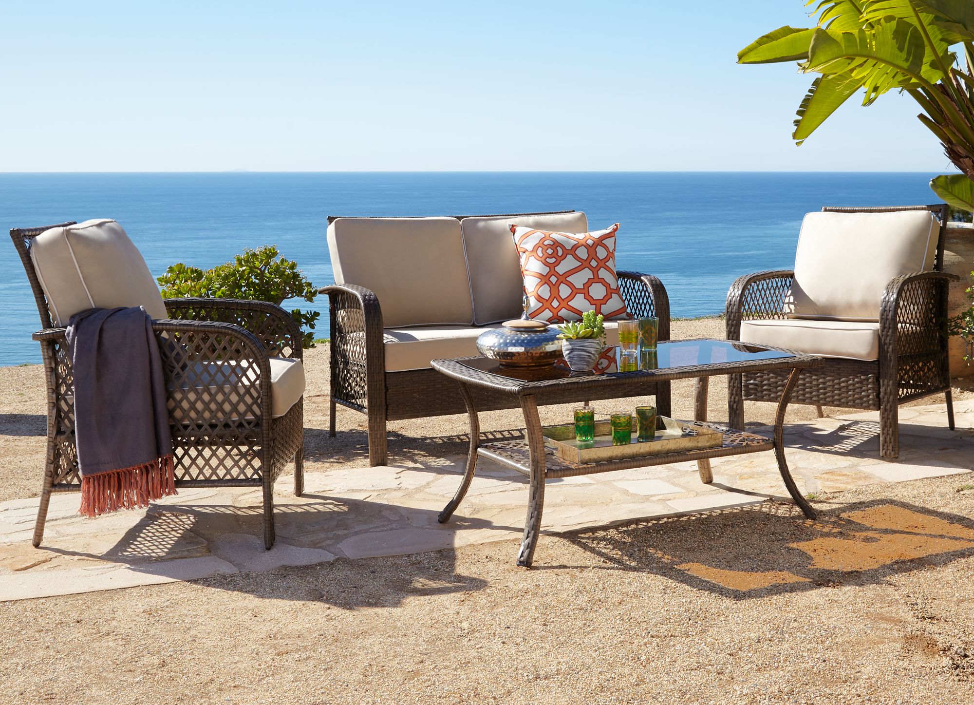 Fulton 4-Piece Outdoor Wicker Seating Set