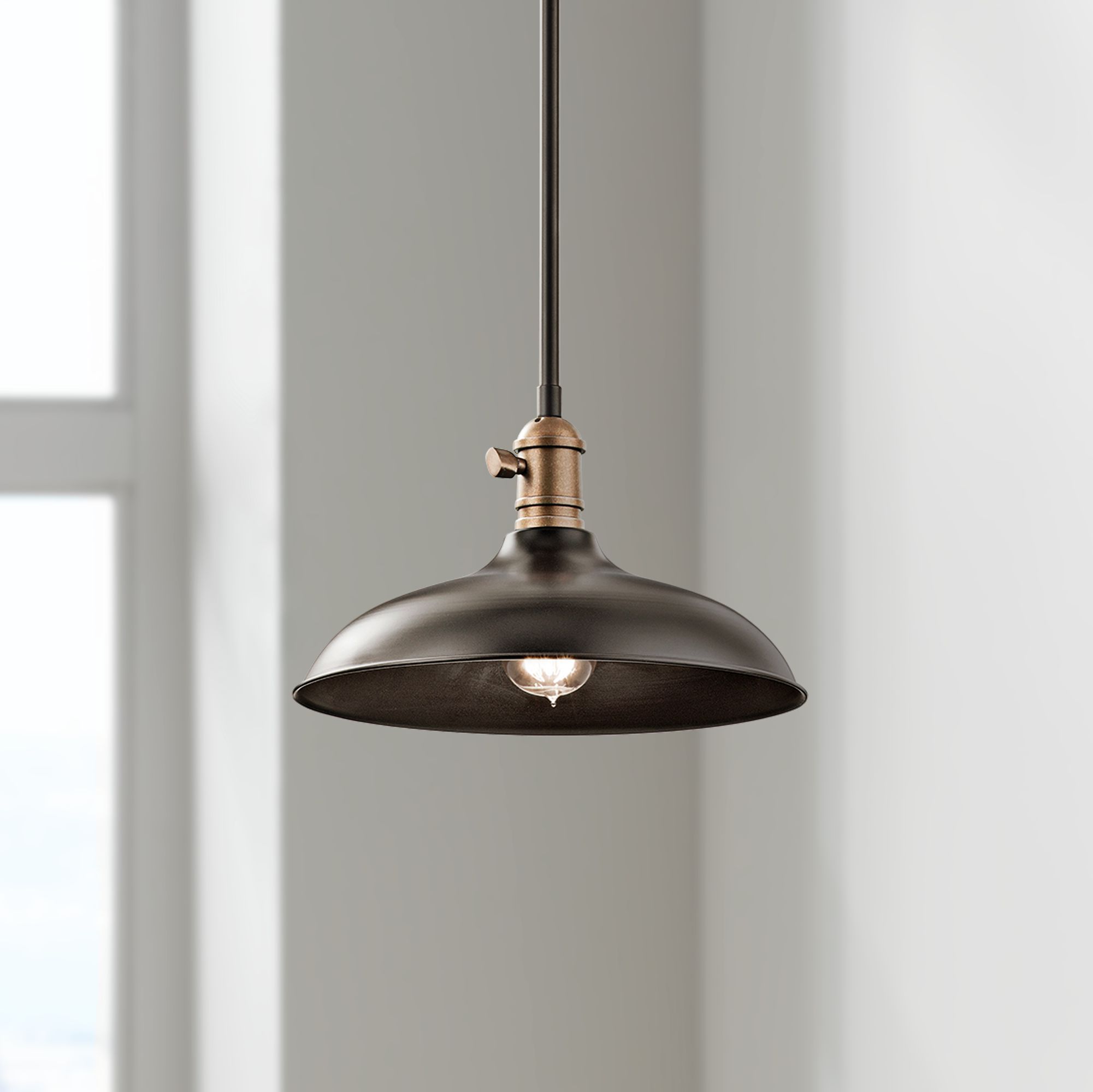 Cobson 12"W Bronze Semi-Flush Convertible Mini Pendant