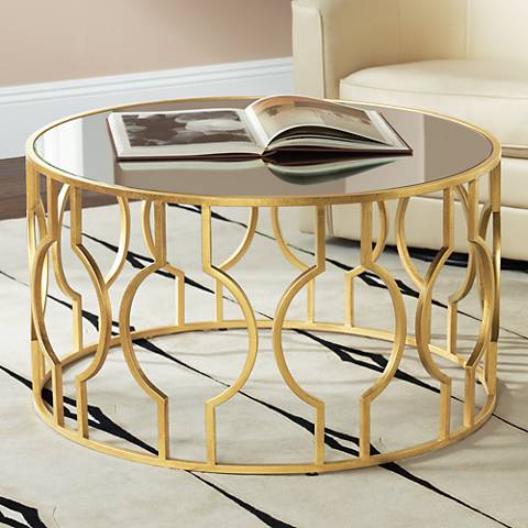 Fara Antique Gold Leaf Round Coffee Table - #8W857 | Lamps ...