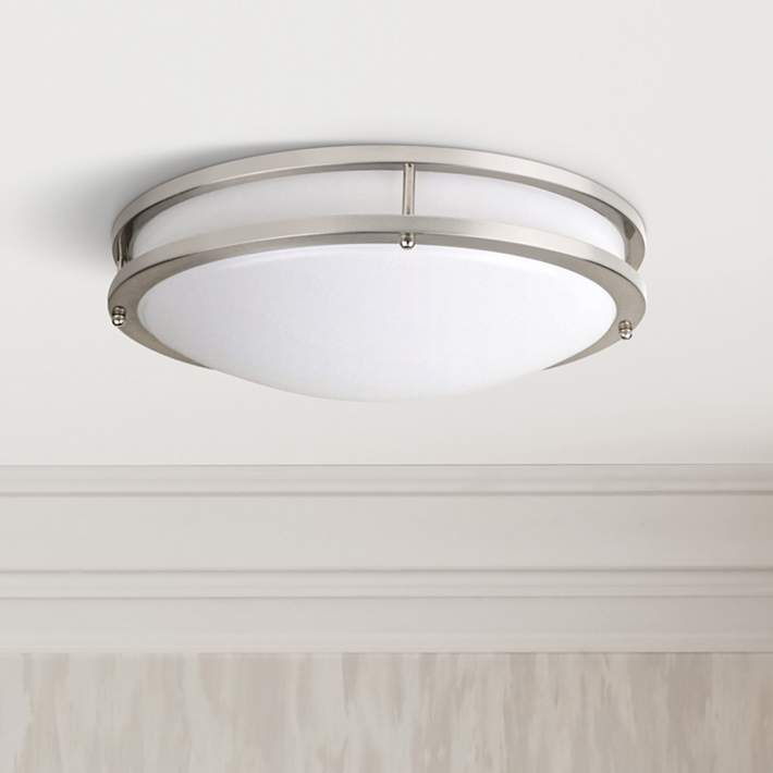 Effie 12 Wide Nickel Round Led Ceiling, 12 Inch Round Led Light Fixture