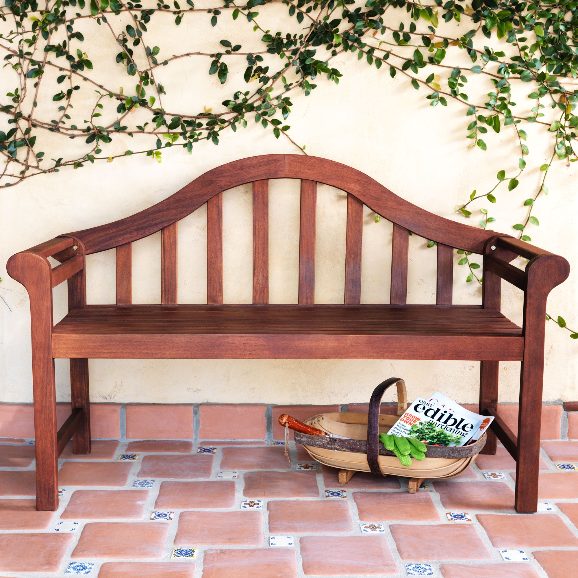 Concorde 53" Wide Dark Natural Acacia Wood Outdoor Bench