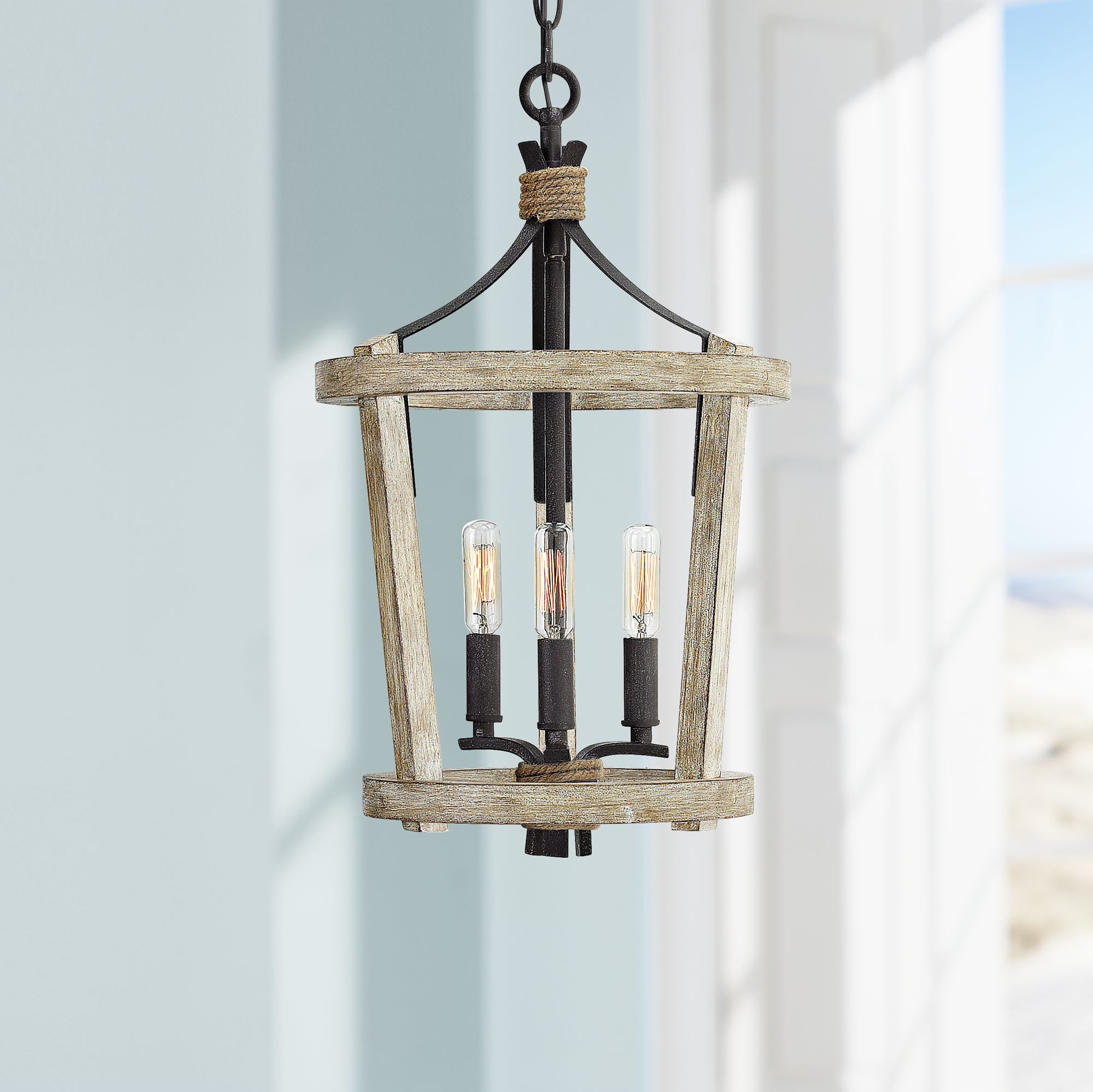 Fredrick Ramond Sherwood 12"W Cottage Wood Mini Pendant