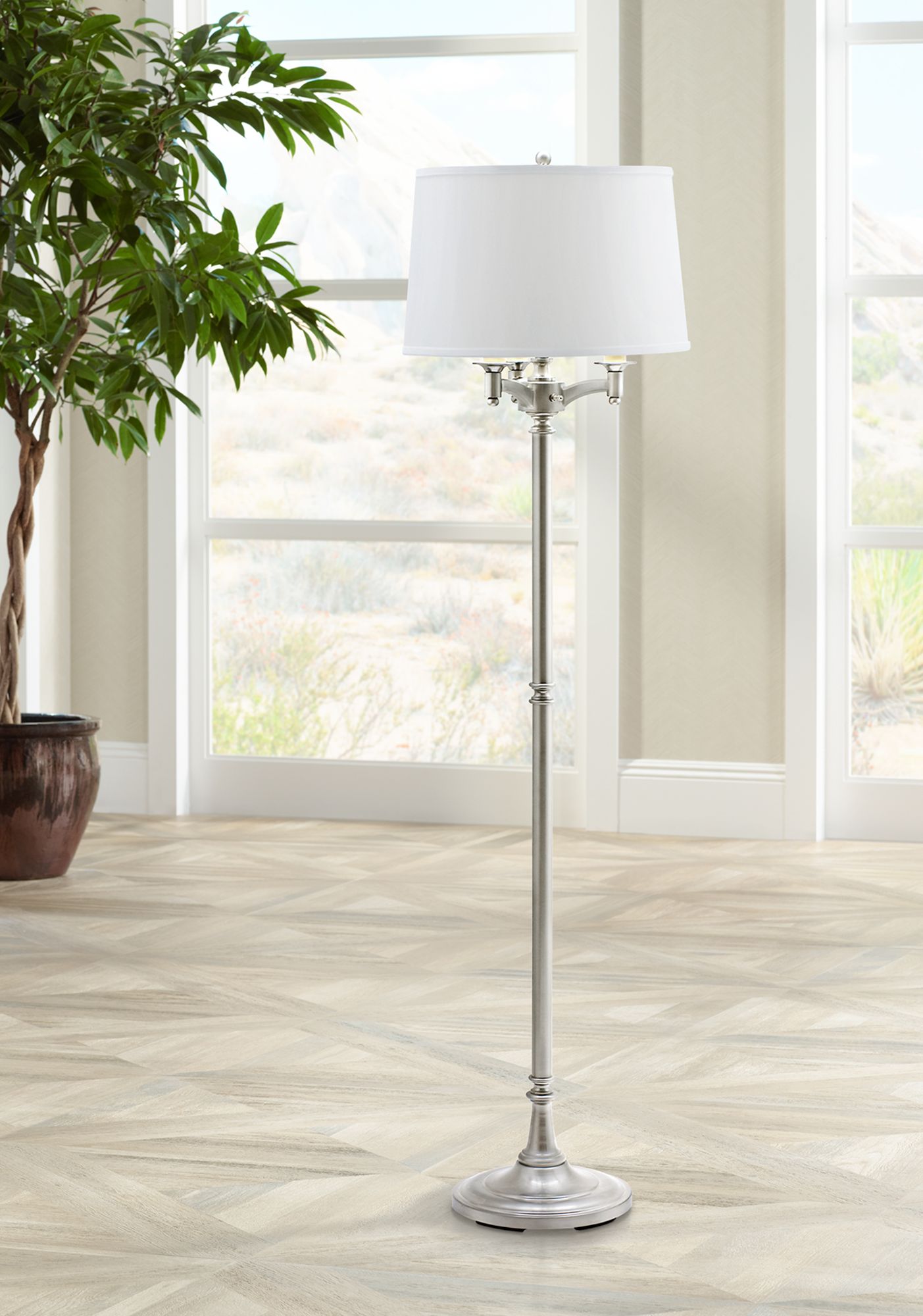 House of Troy Lancaster 6-Way Satin Nickel Floor Lamp