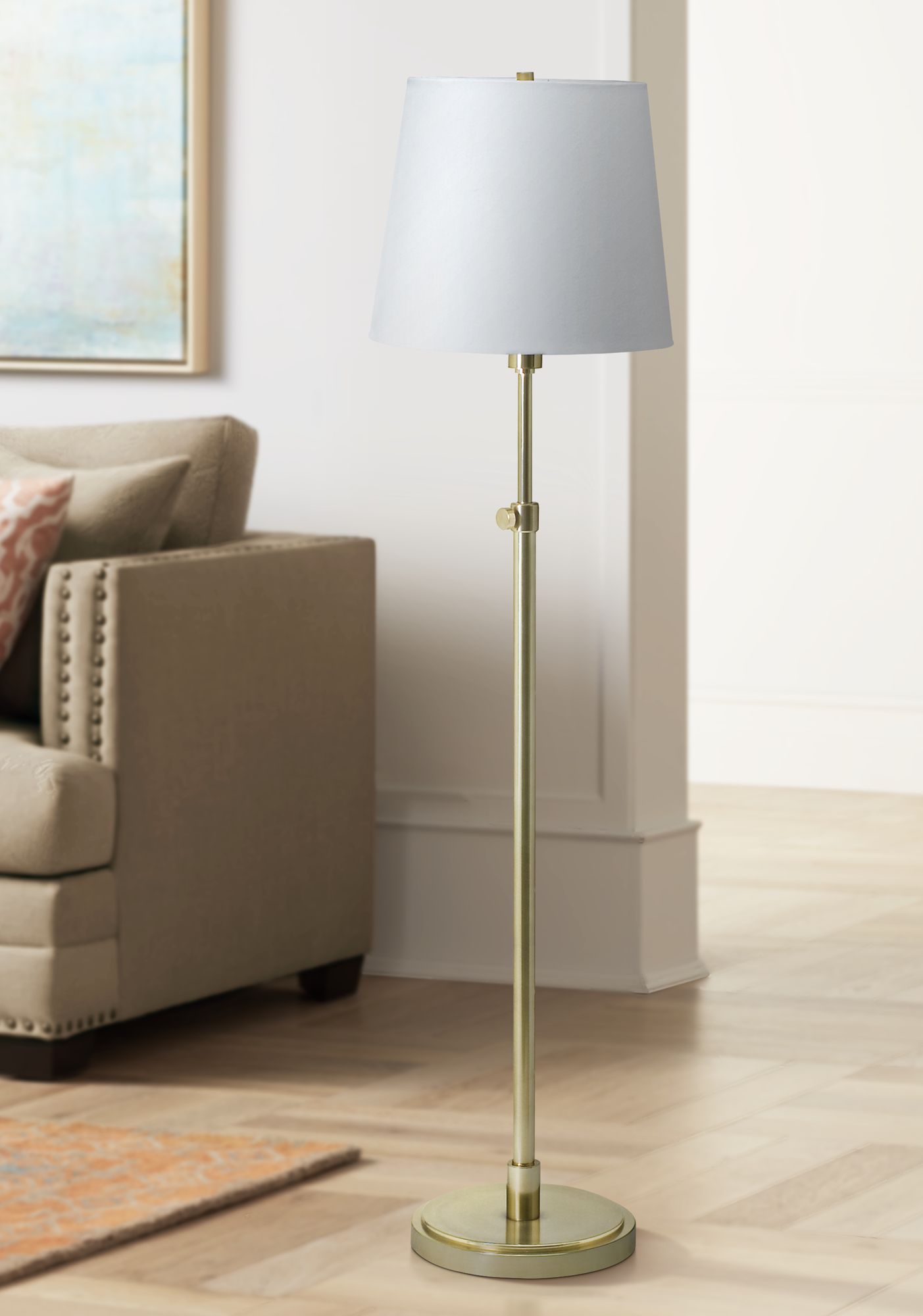 House of Troy Townhouse Adjustable Raw Brass Floor Lamp