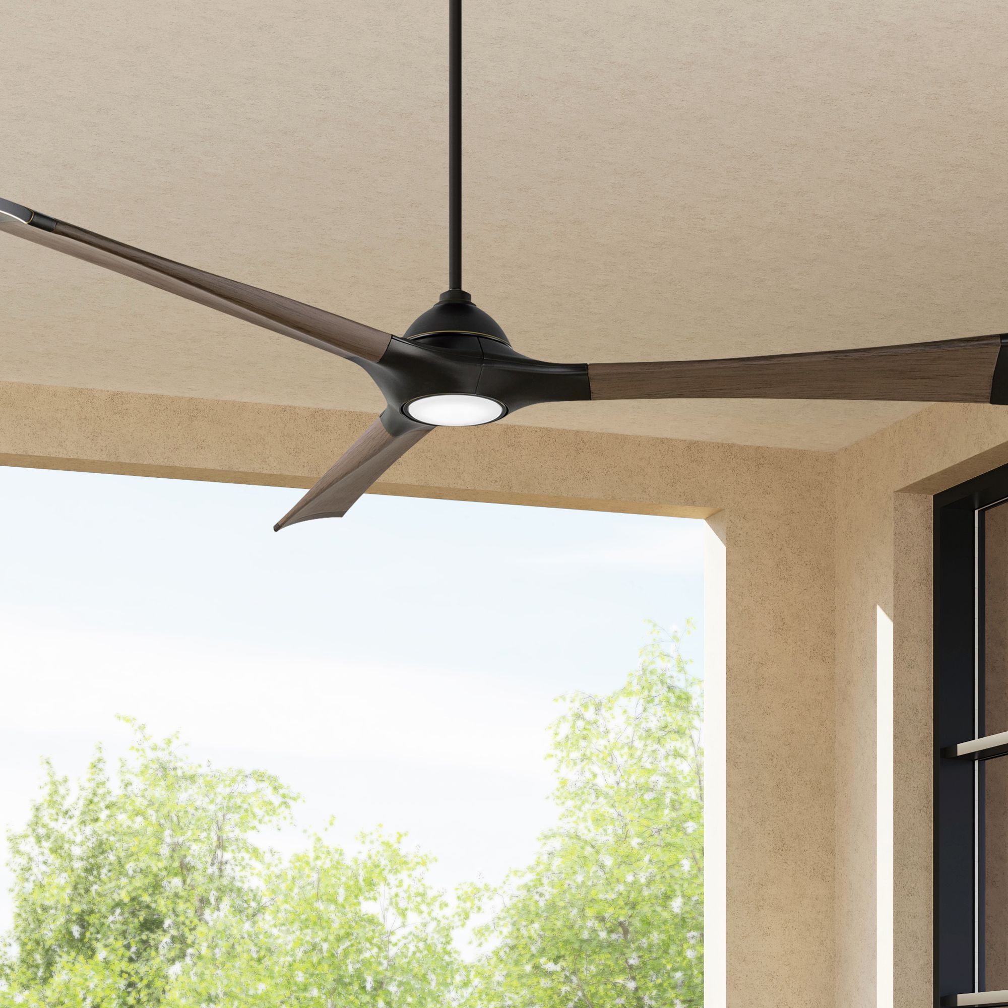 72" Modern Forms Woody Bronze LED Wet Smart Ceiling Fan