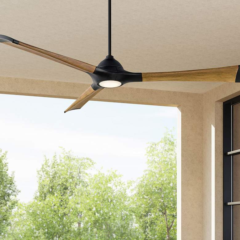 Image 1 72" Modern Forms Woody Matte Black LED Wet Smart Ceiling Fan
