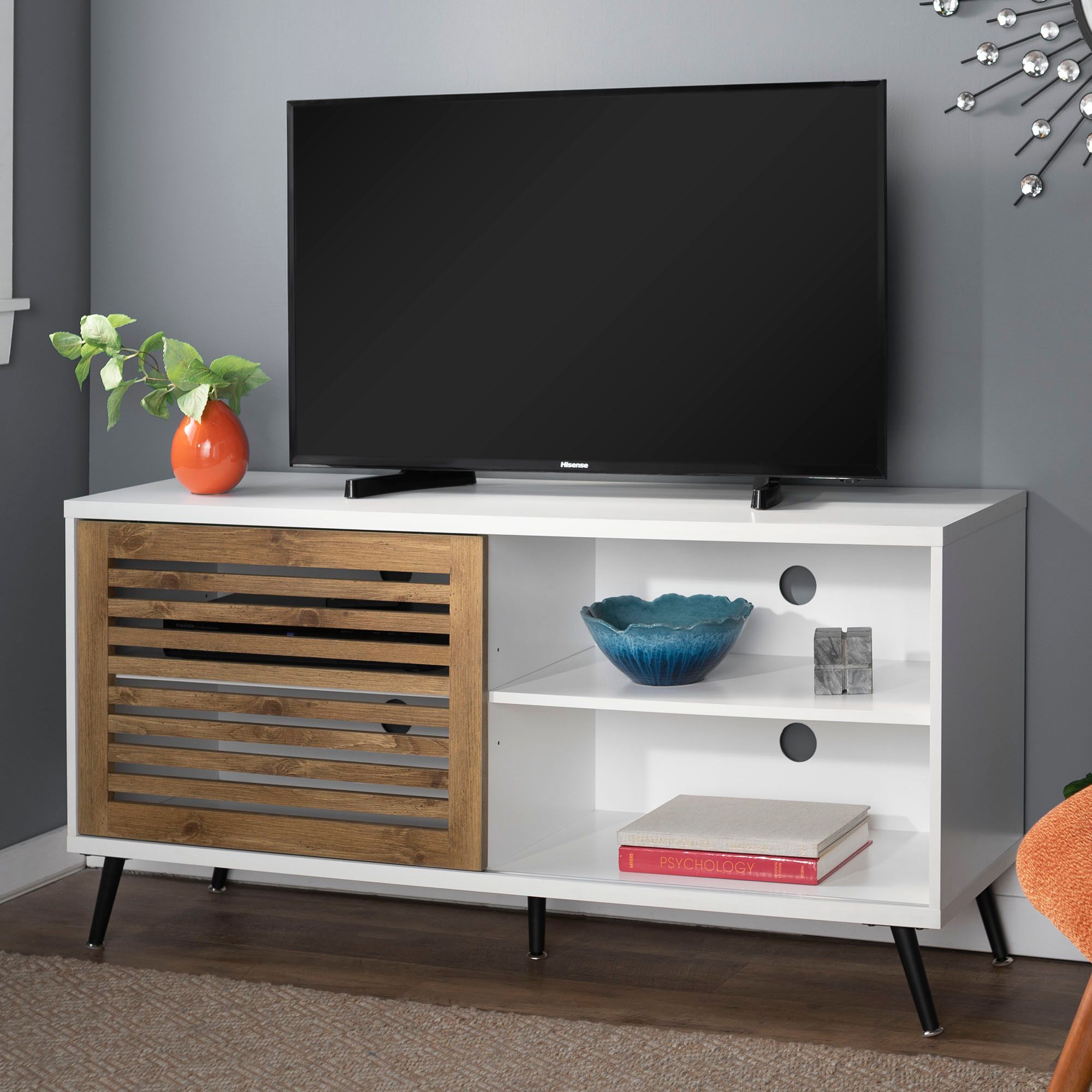 Larisa 52" Wide White and Barnwood 1-Door TV Stand