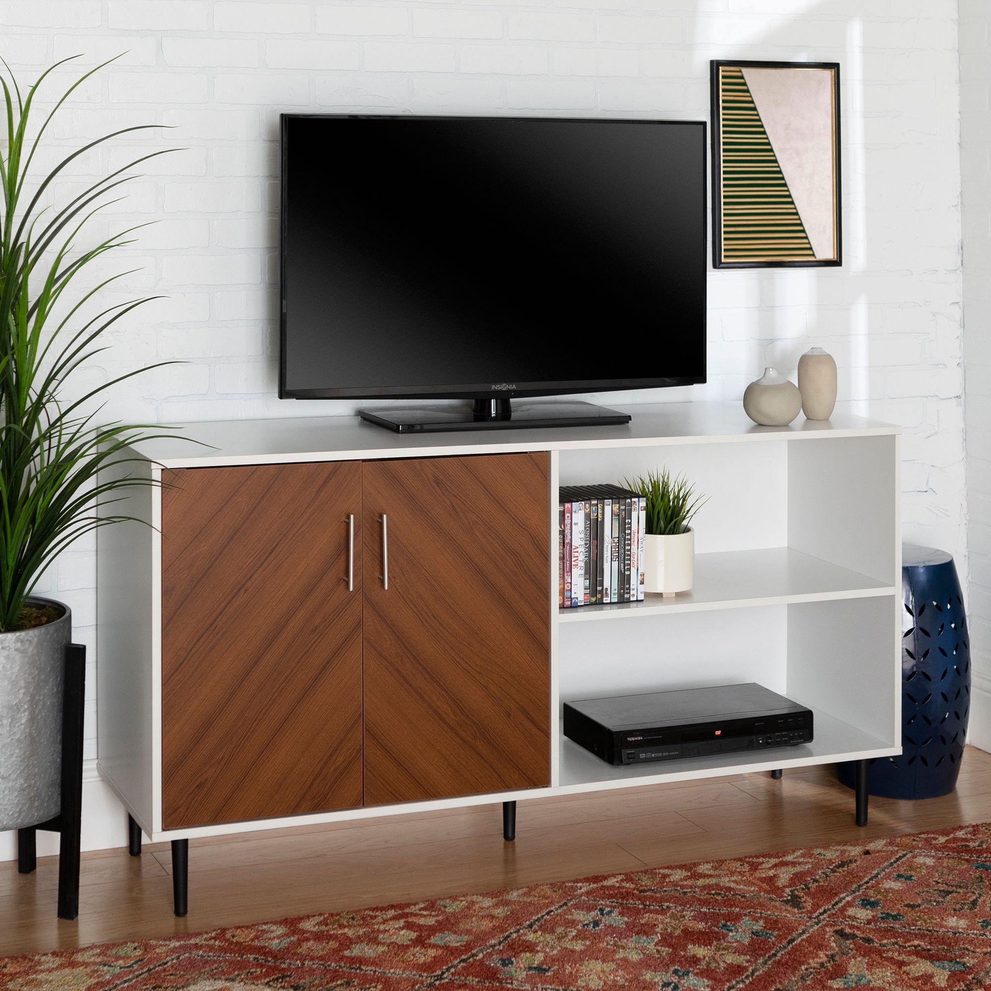Parker 58" Wide Solid White 2-Door Wood TV Stand