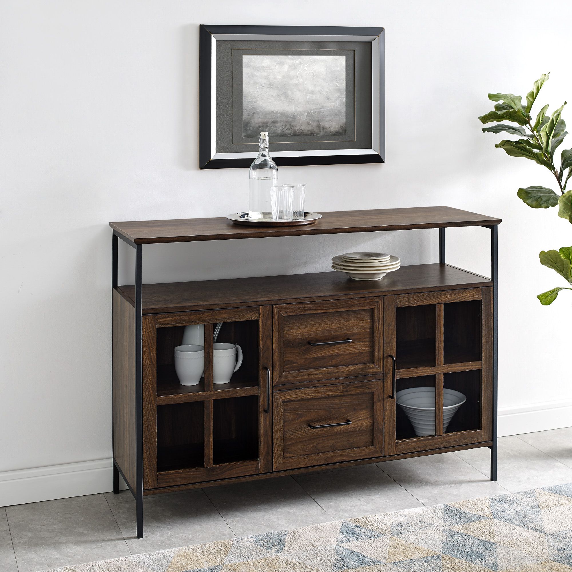Walden 47 1/2" Wide Dark Walnut 2-Door Wood Buffet