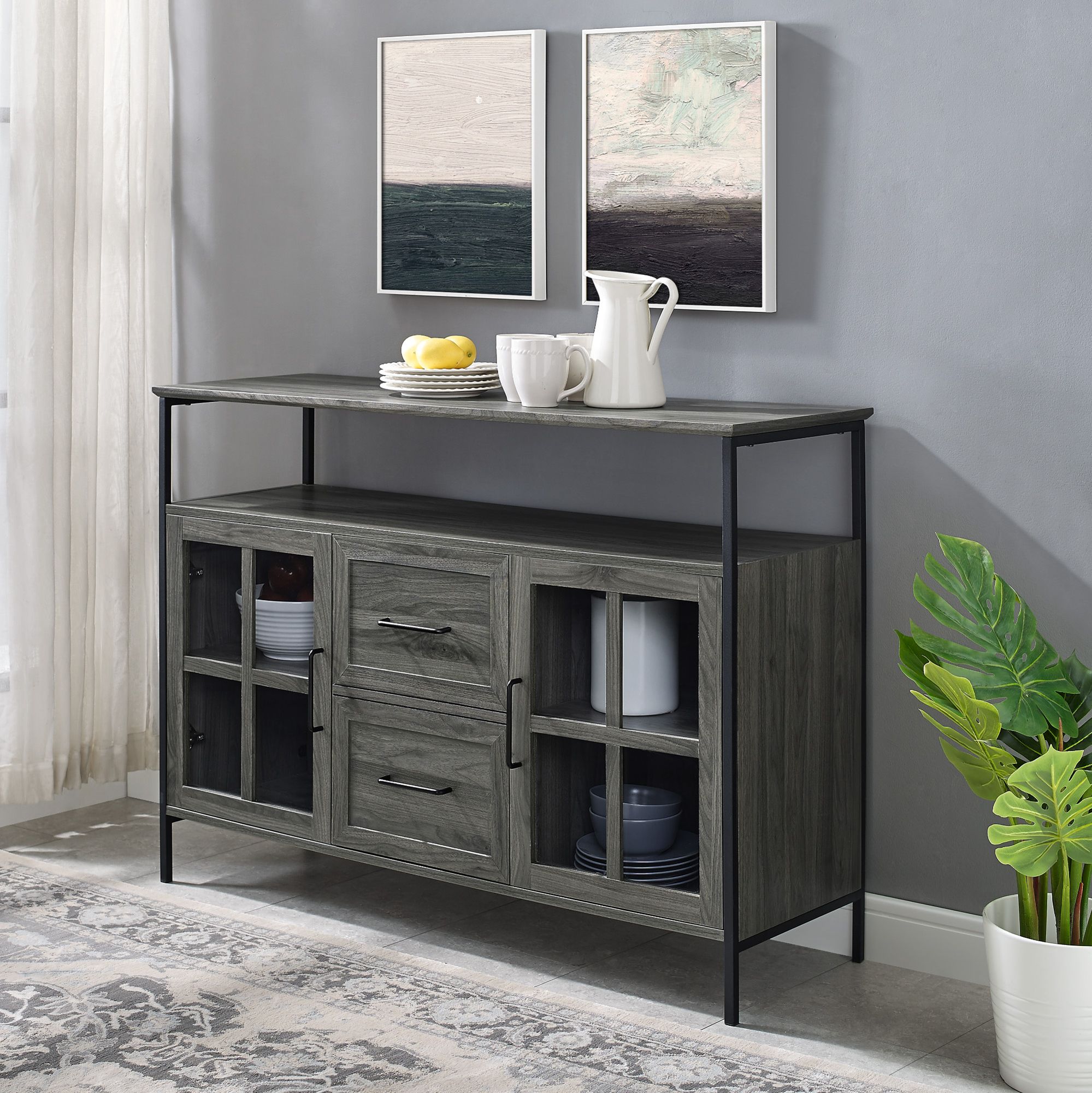 Walden 47 1/2" Wide Slate Gray 2-Door Wood Buffet