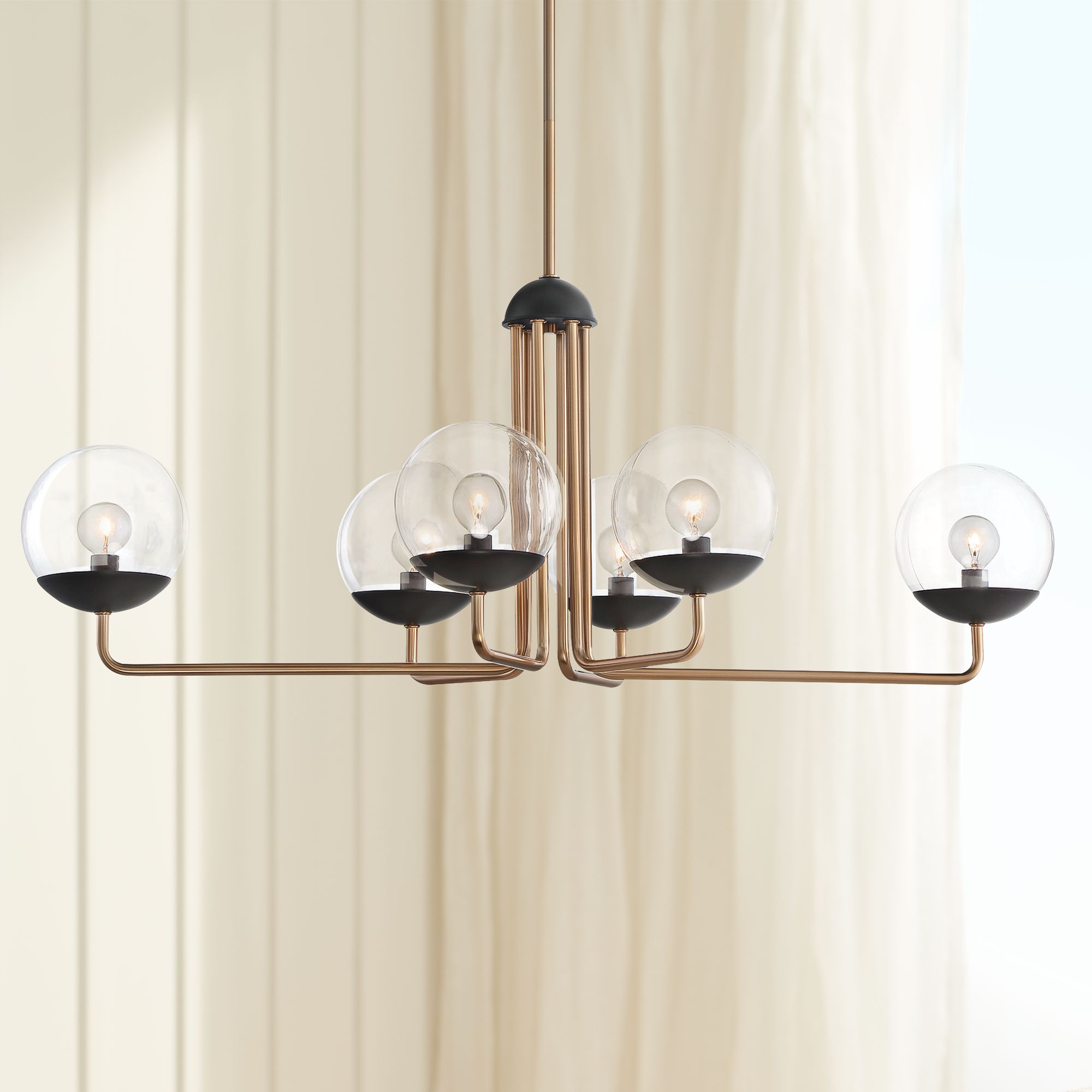 Outer Limits 39"W Bronze 6-Light Kitchen Island Light Chandelier