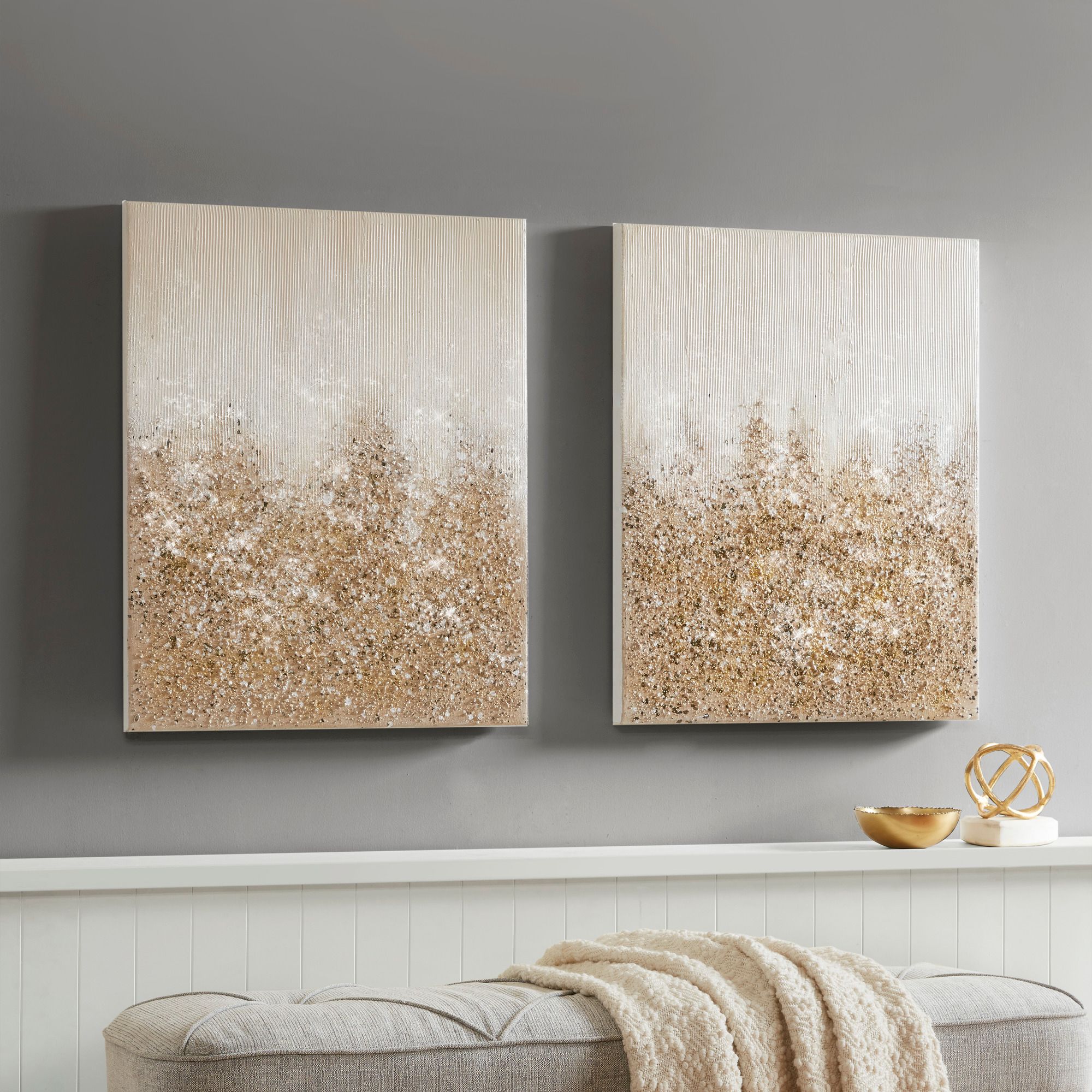 Glimmer 28" High 2Piece Canvas Wall Art Set 90Y77 Lamps Plus