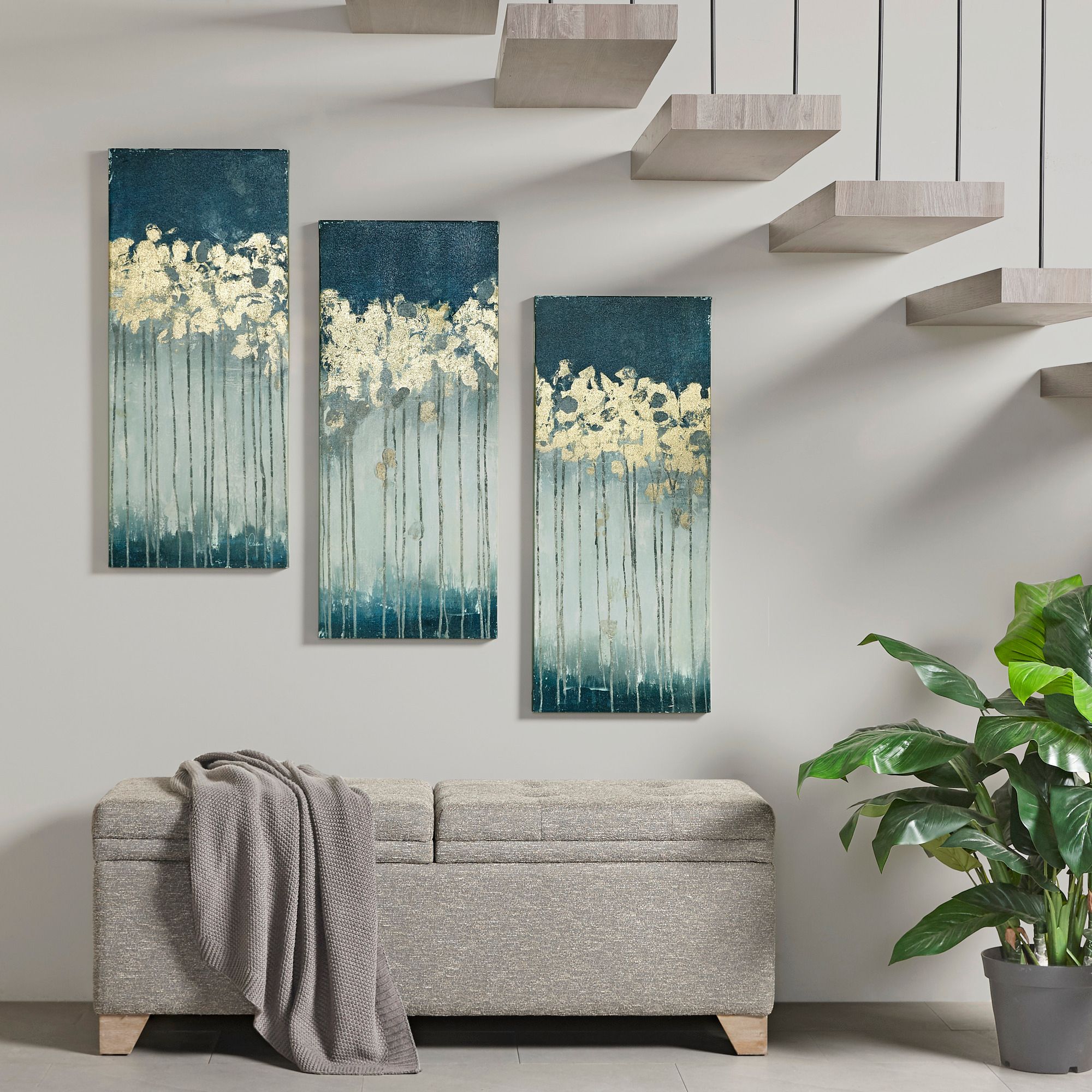 Midnight Forest 35" High Triptych 3-Piece Canvas Wall Art Set - #90Y81 ...