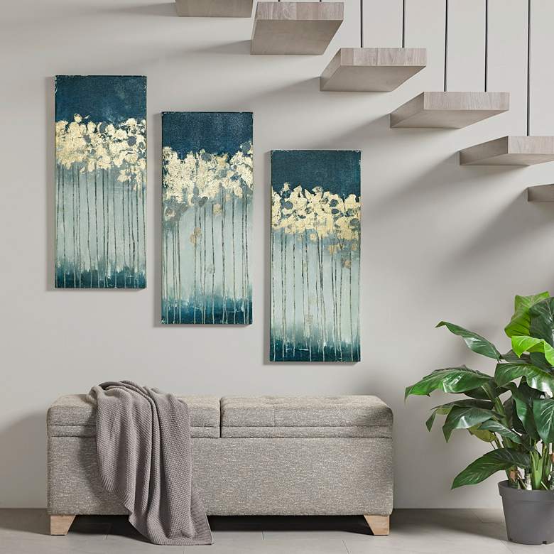 Image 1 Midnight Forest 35"H Triptych 3-Piece Canvas Wall Art Set