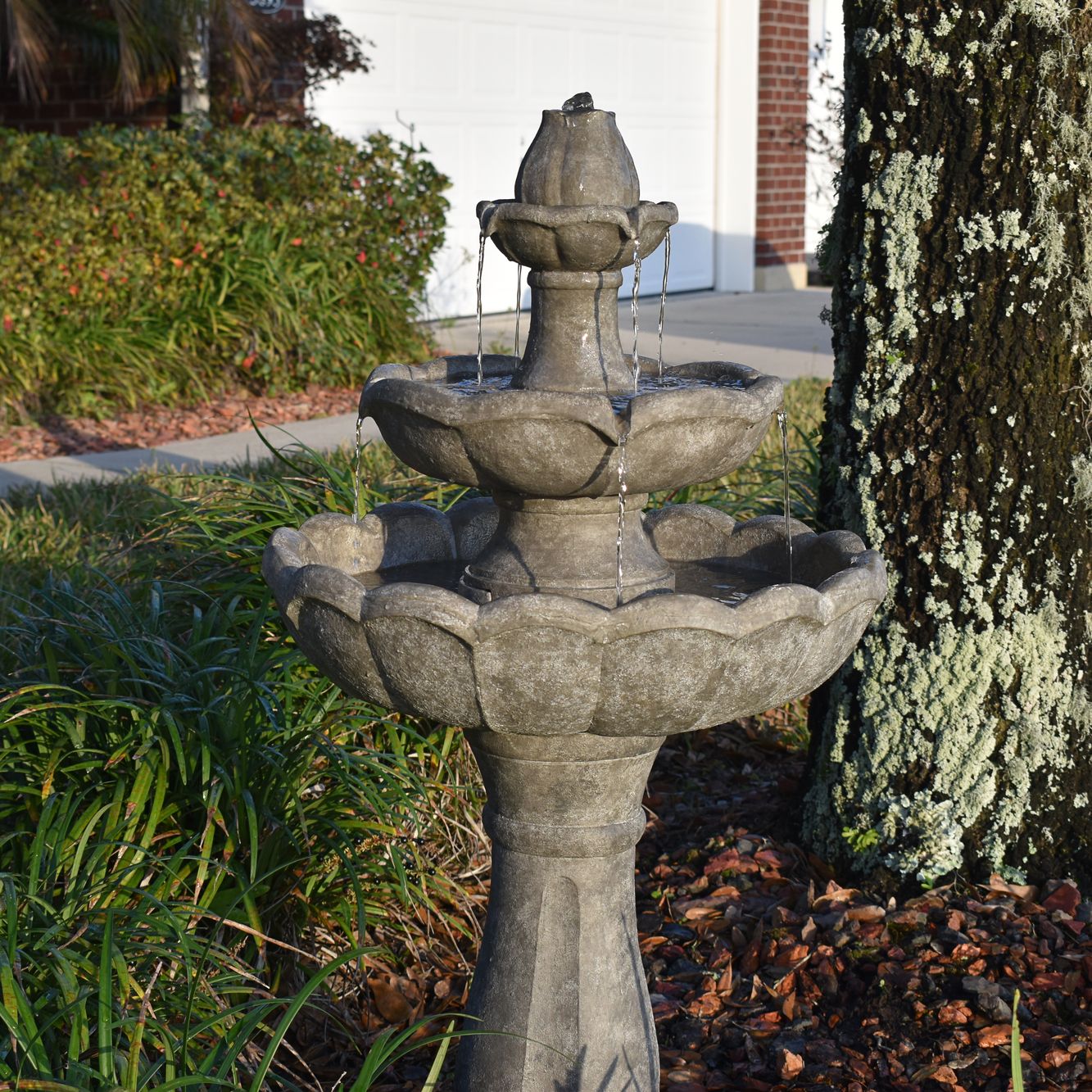 Kenroy Home 38 1/2" High Gray Tulip 3-Tier Floor Fountain