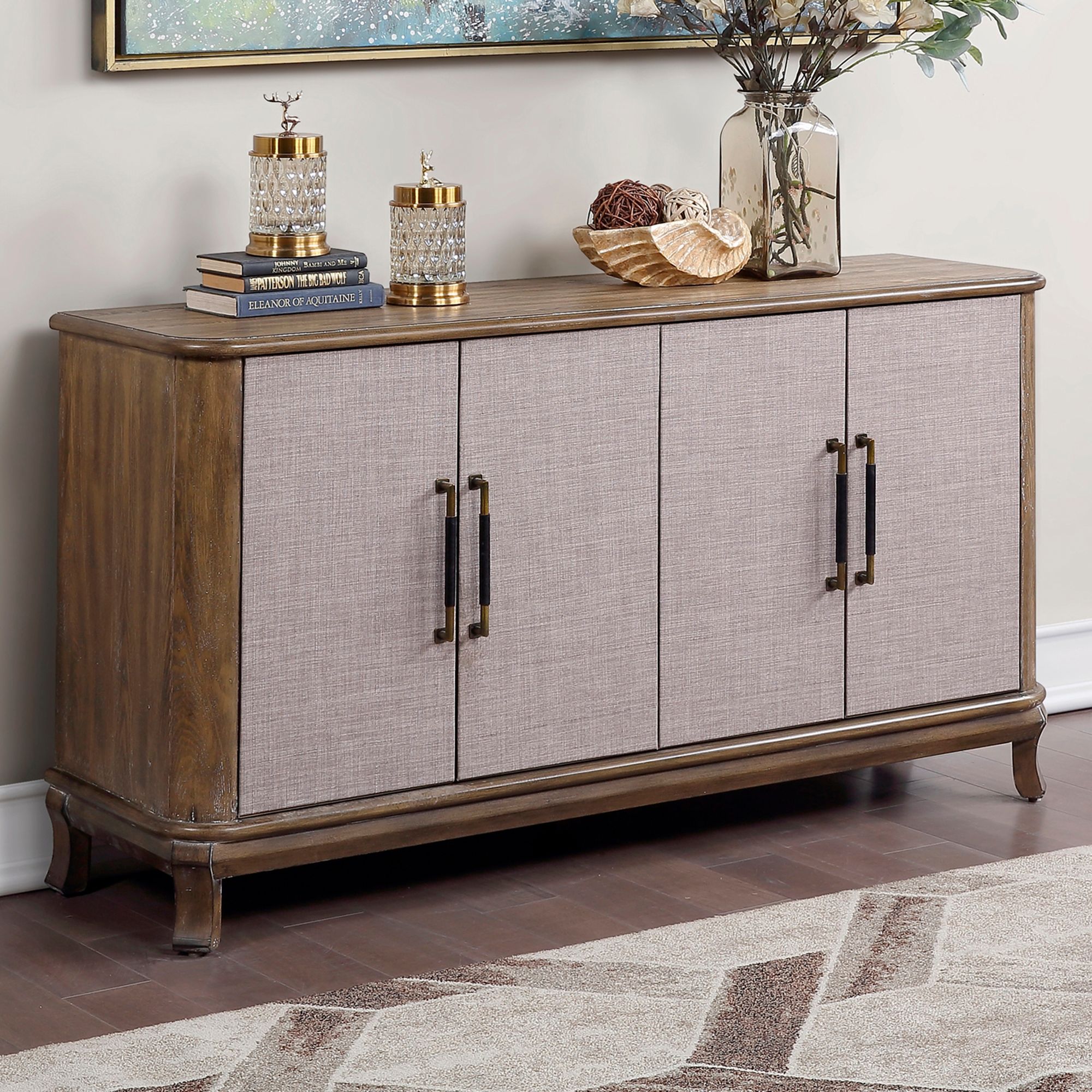 Bradenton 60" Wide Brown 4-Door Wood Media Credenza