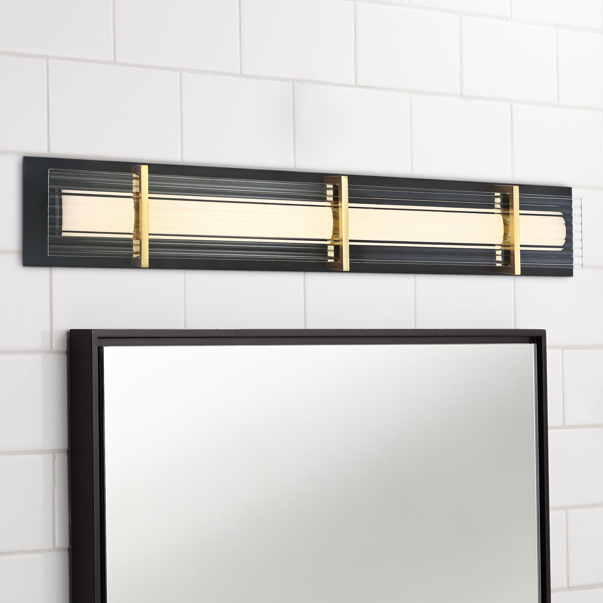 Midnight Gold 27 1/2" Wide Black and Gold Modern LED Bath Light
